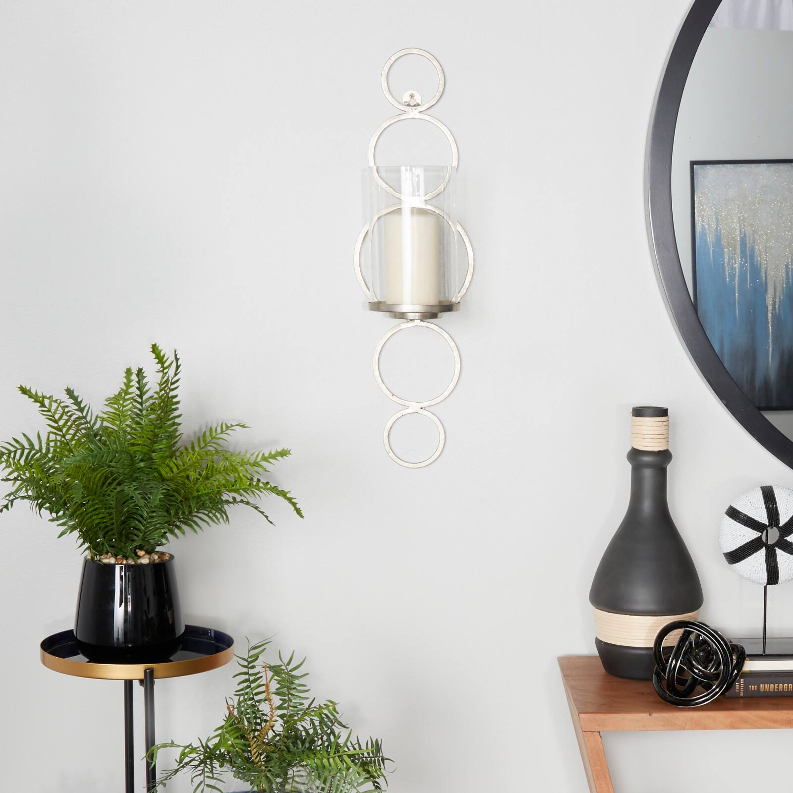 CosmoLiving by Cosmopolitan 25" Silver Modern Wall Sconce