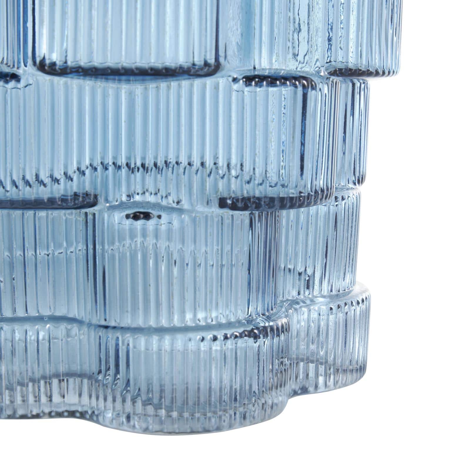 Blue Glass Stacked Flower Shape Vase, 2ct.