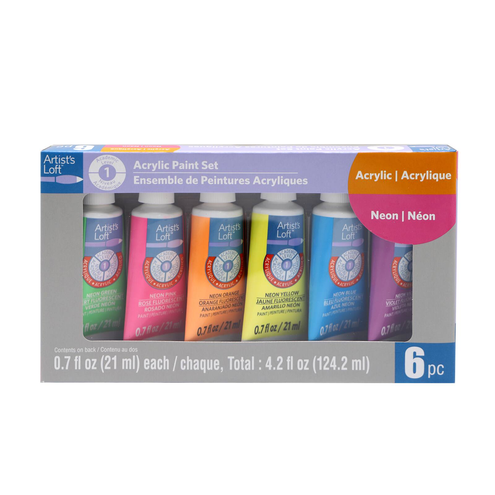 Artist's Loft Acrylic Paint, Academic Level 1, 8.45 Fl Oz Each 4 Tubes  Included