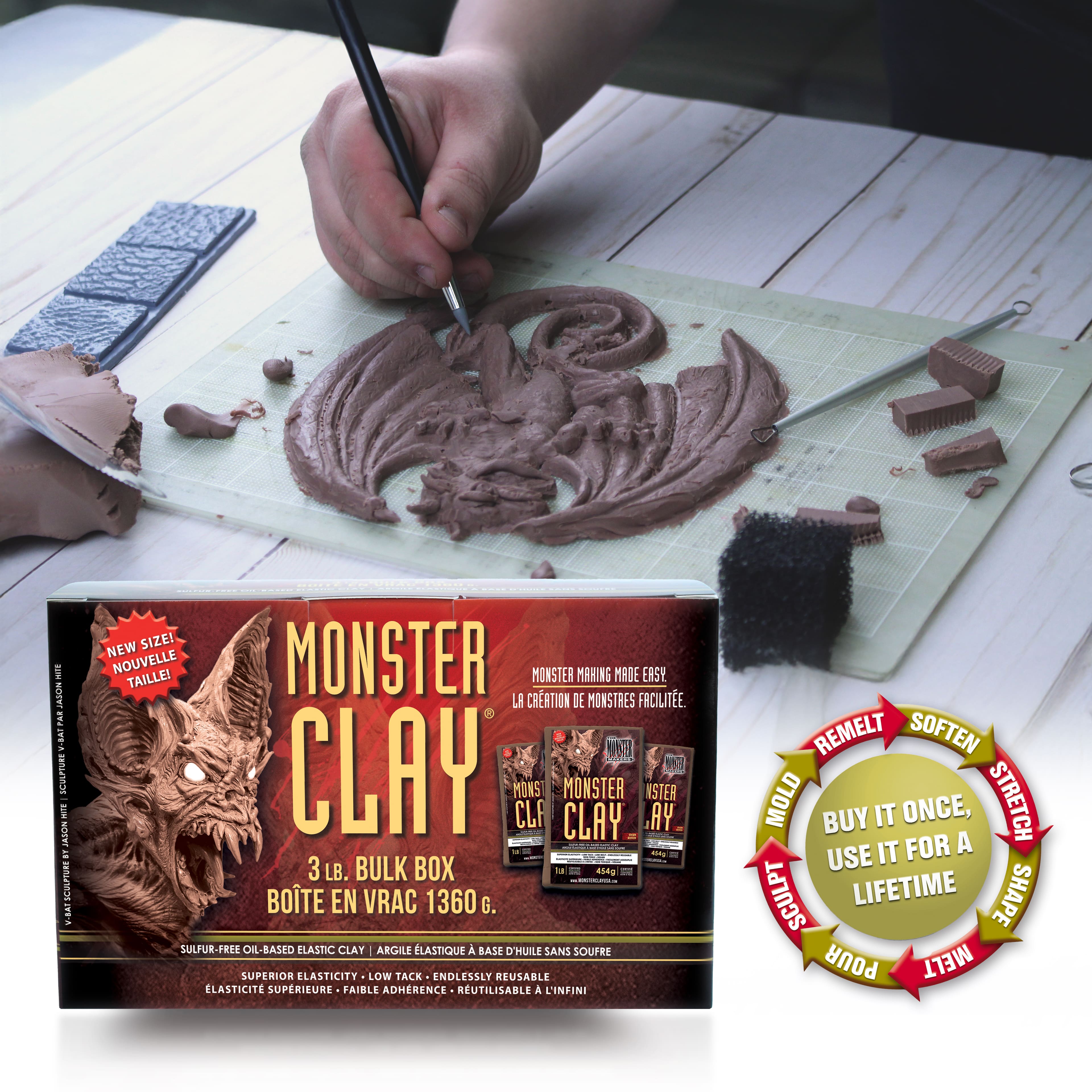 Monster Clay&#xAE; 3lb. Medium Brown Elastic Clay