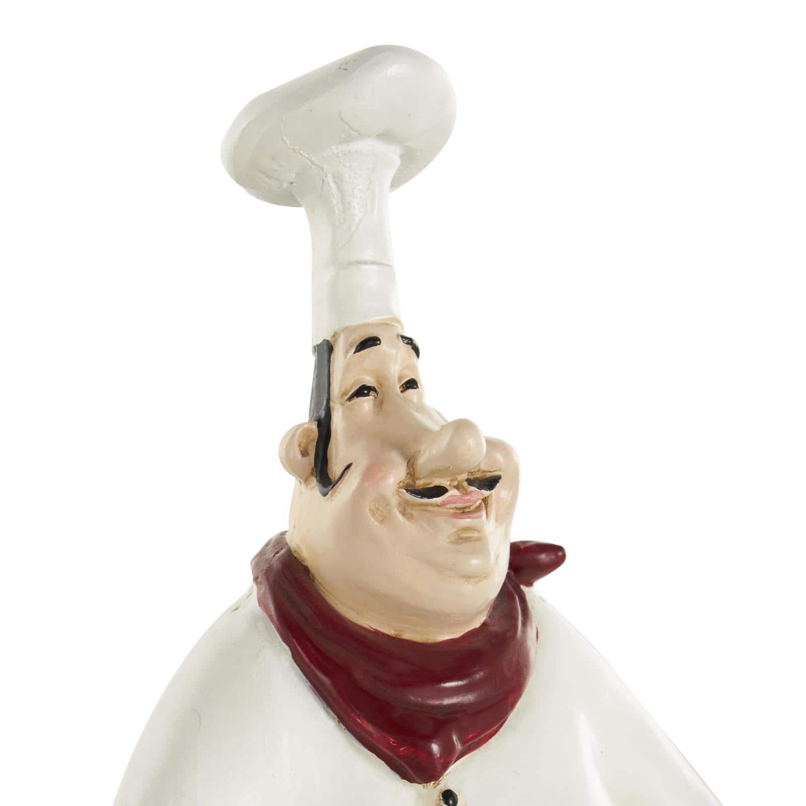 7.5" White Polystone Chef Figurine Salt & Pepper Shaker Holder with Wood Barrel Accents