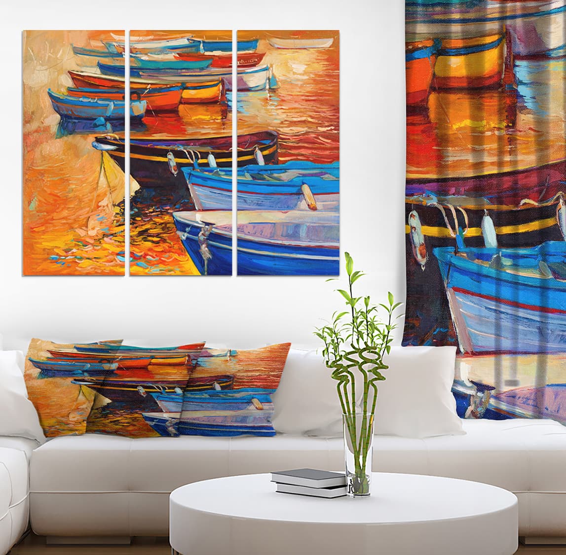 Designart - Wooden Boats in Calm Water