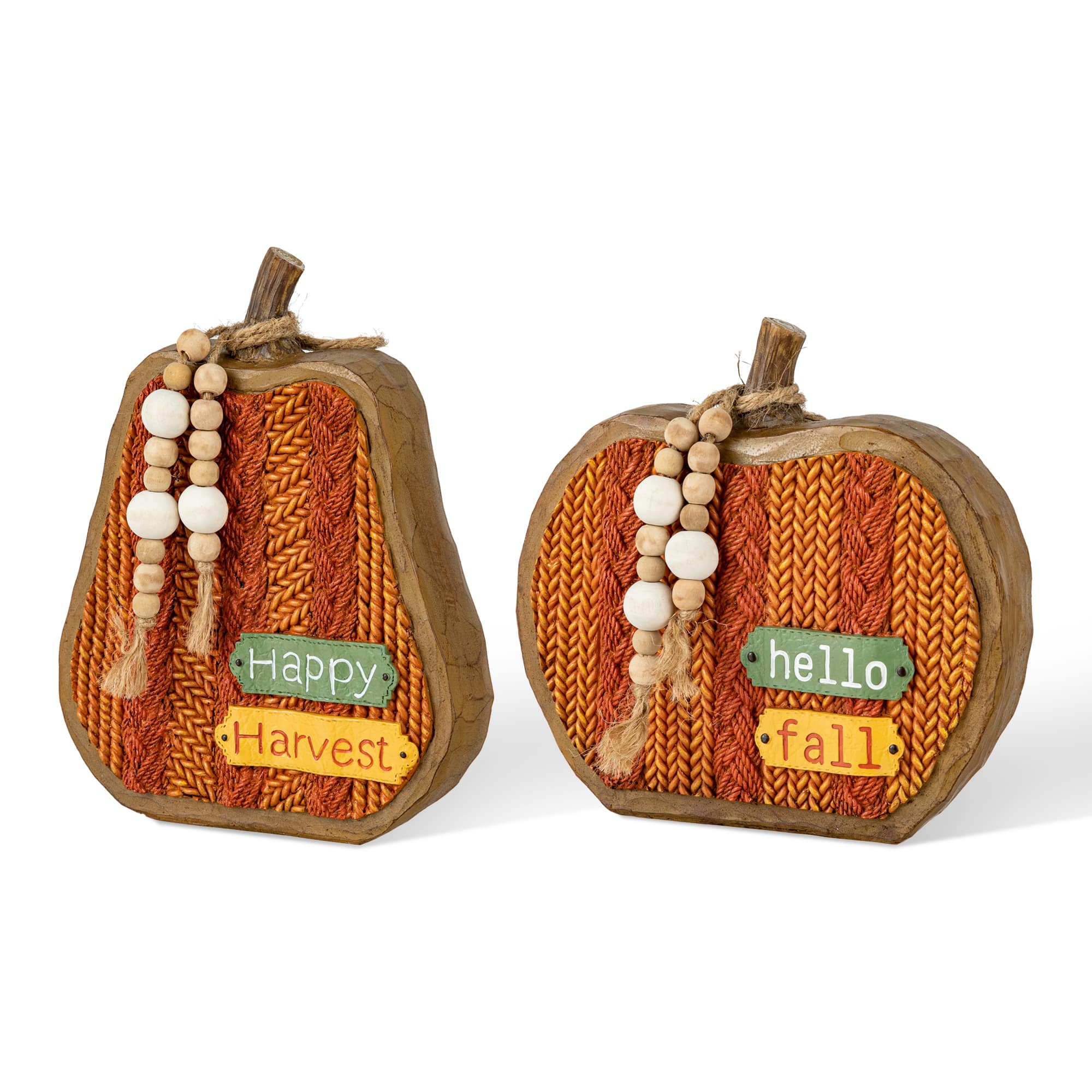 Glitzhome&#xAE; Fall Faux Knitted Resin Pumpkin Set