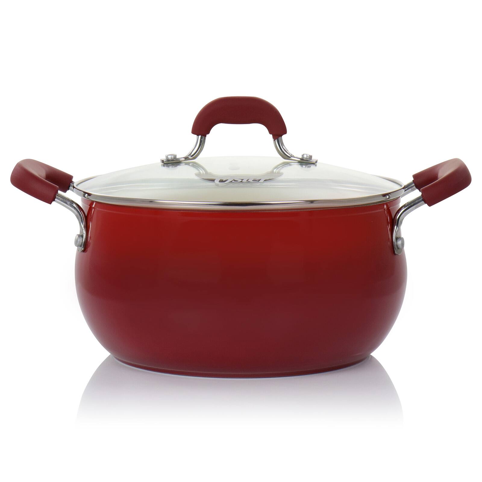 Oster Corbett 8-Piece Red Nonstick Aluminum Cookware Set