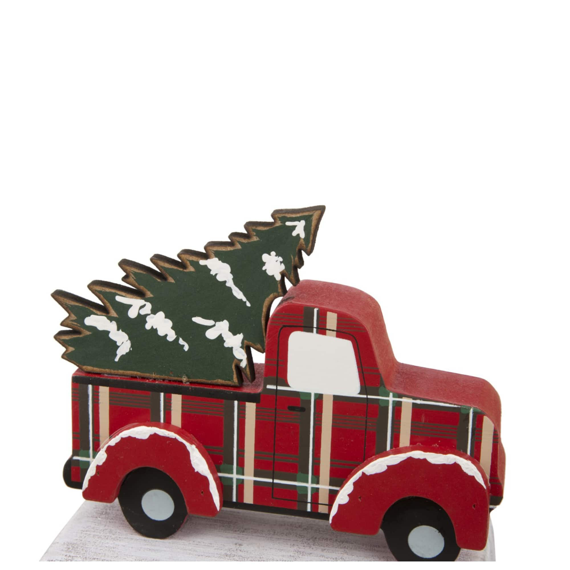 Glitzhome&#xAE; 6&#x22; Red Truck &#x26; Tree Stocking Holder