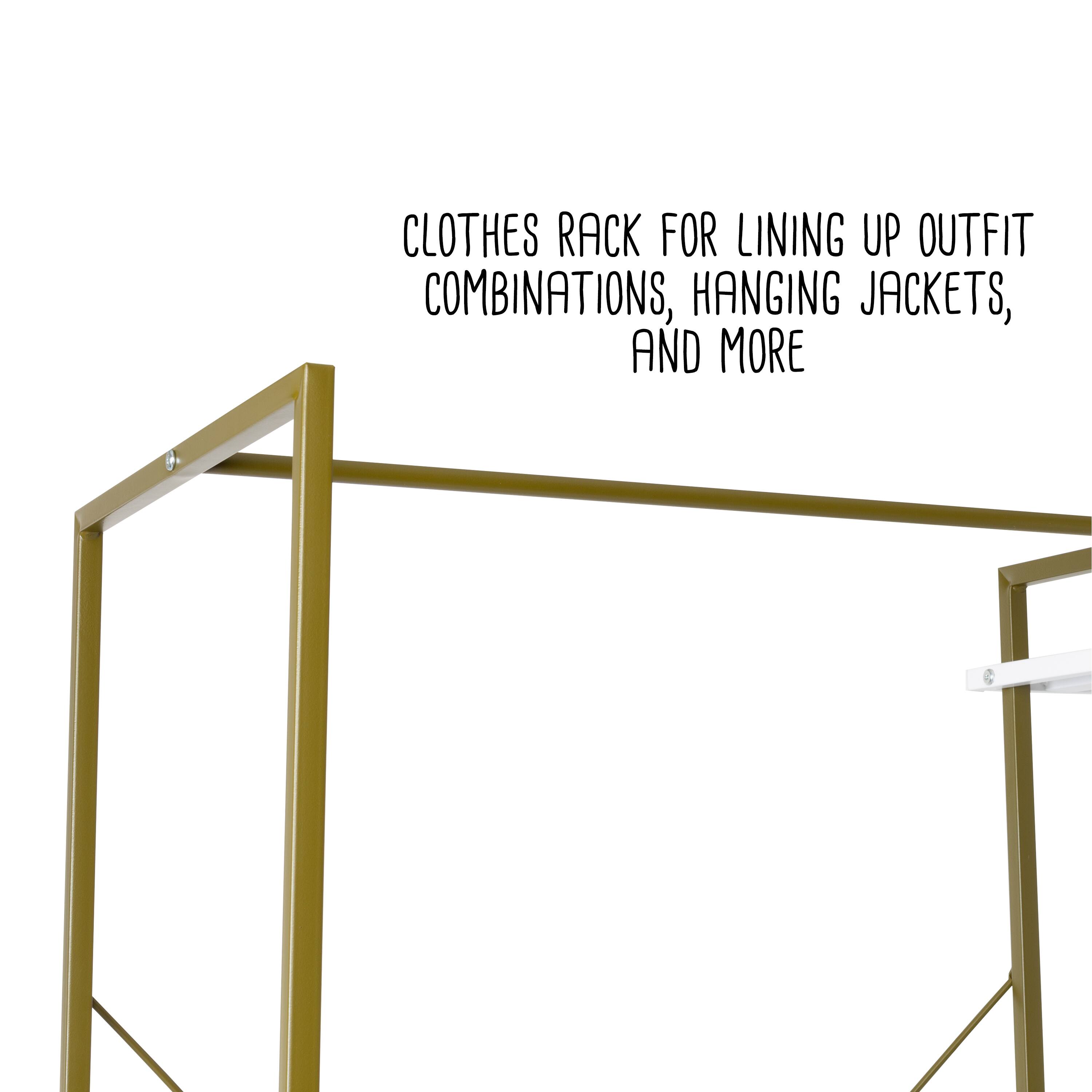 Honey Can Do Olive & White Freestanding Open Metal Closet Wardrobe