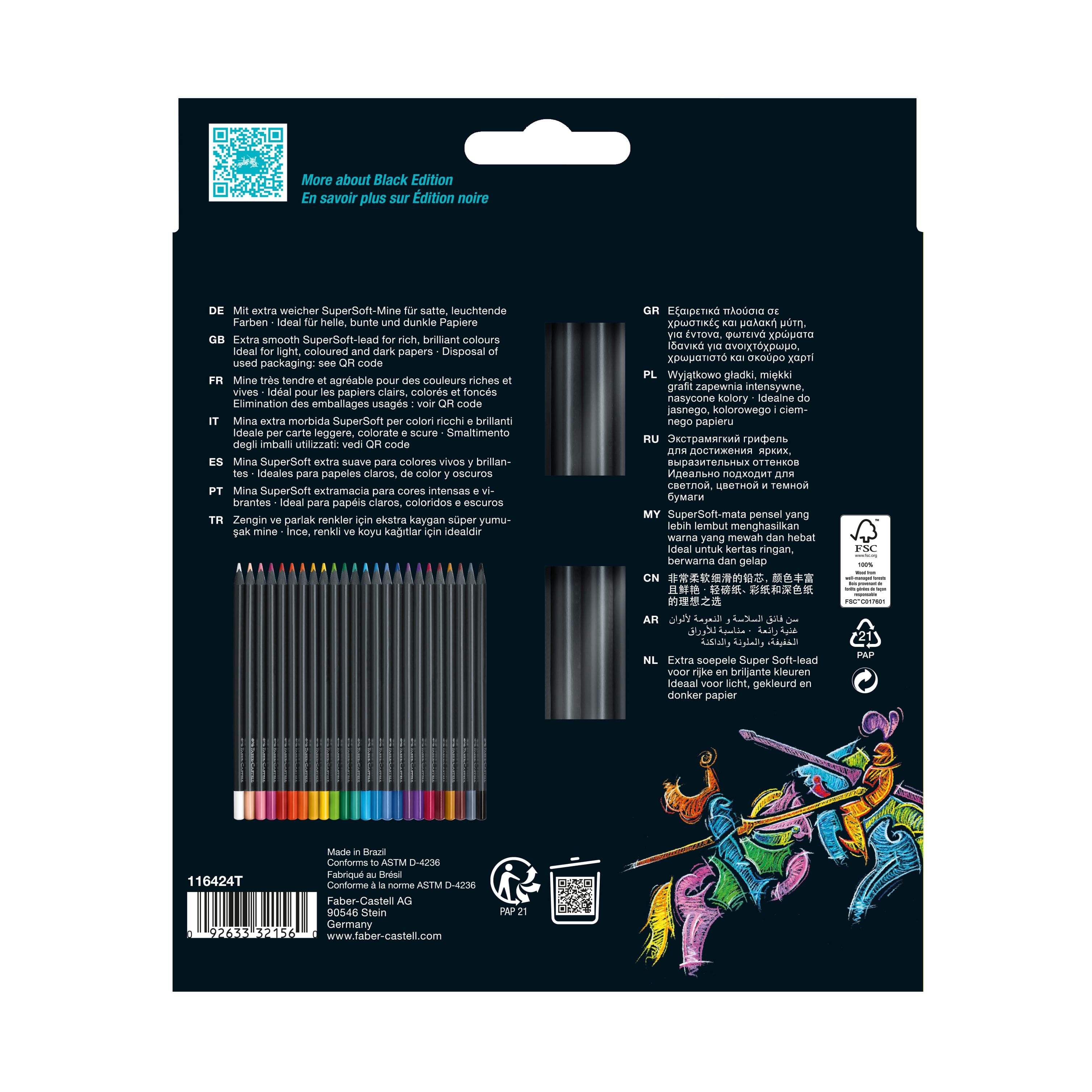 Faber-Castell® 24 Colour Black Edition Coloured Pencils