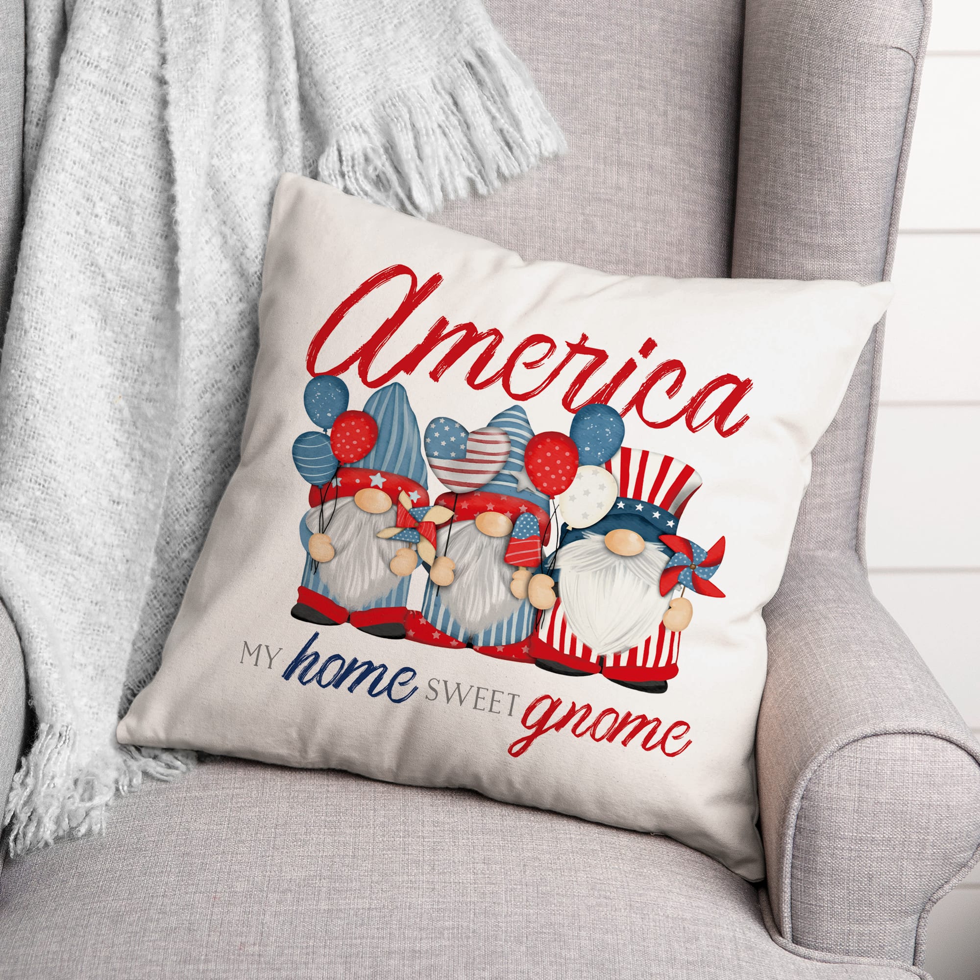 America My Home Sweet Gnome Accent Pillow