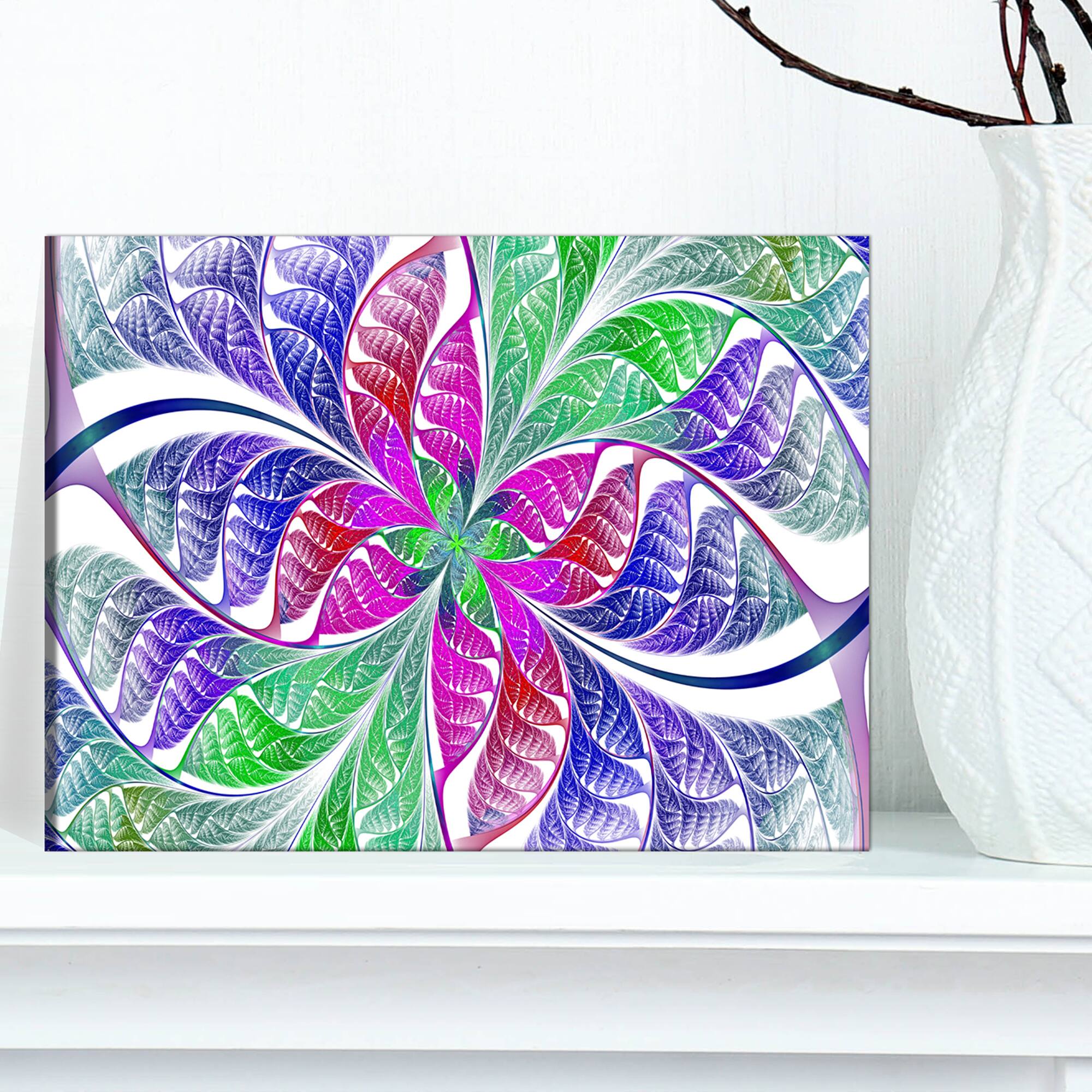 Designart - Flower like Fractal Stained Glass - Abstract Wall Art Canvas