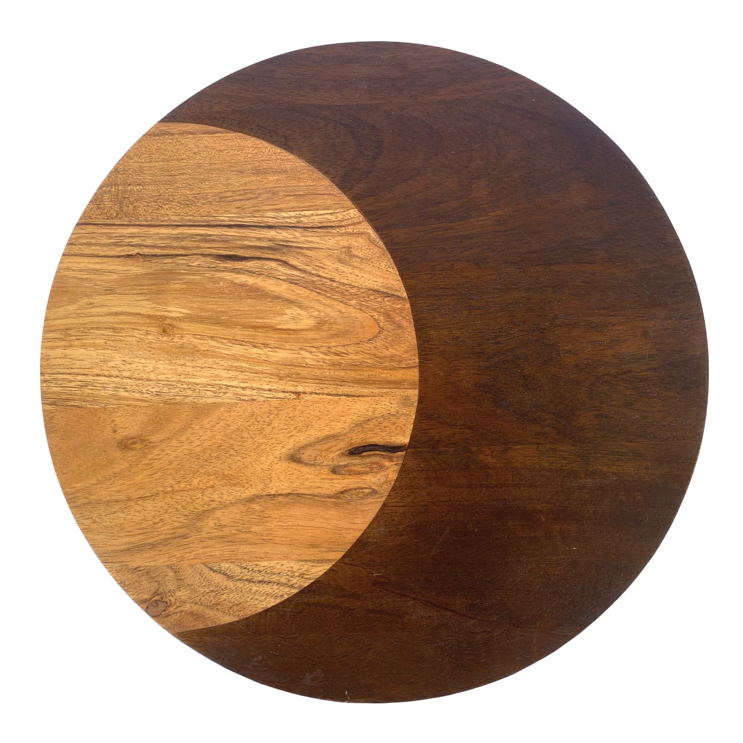 Hello Honey® 11.75" Natural & Walnut Round Two-Tone Wood Cheese & Cutting Board