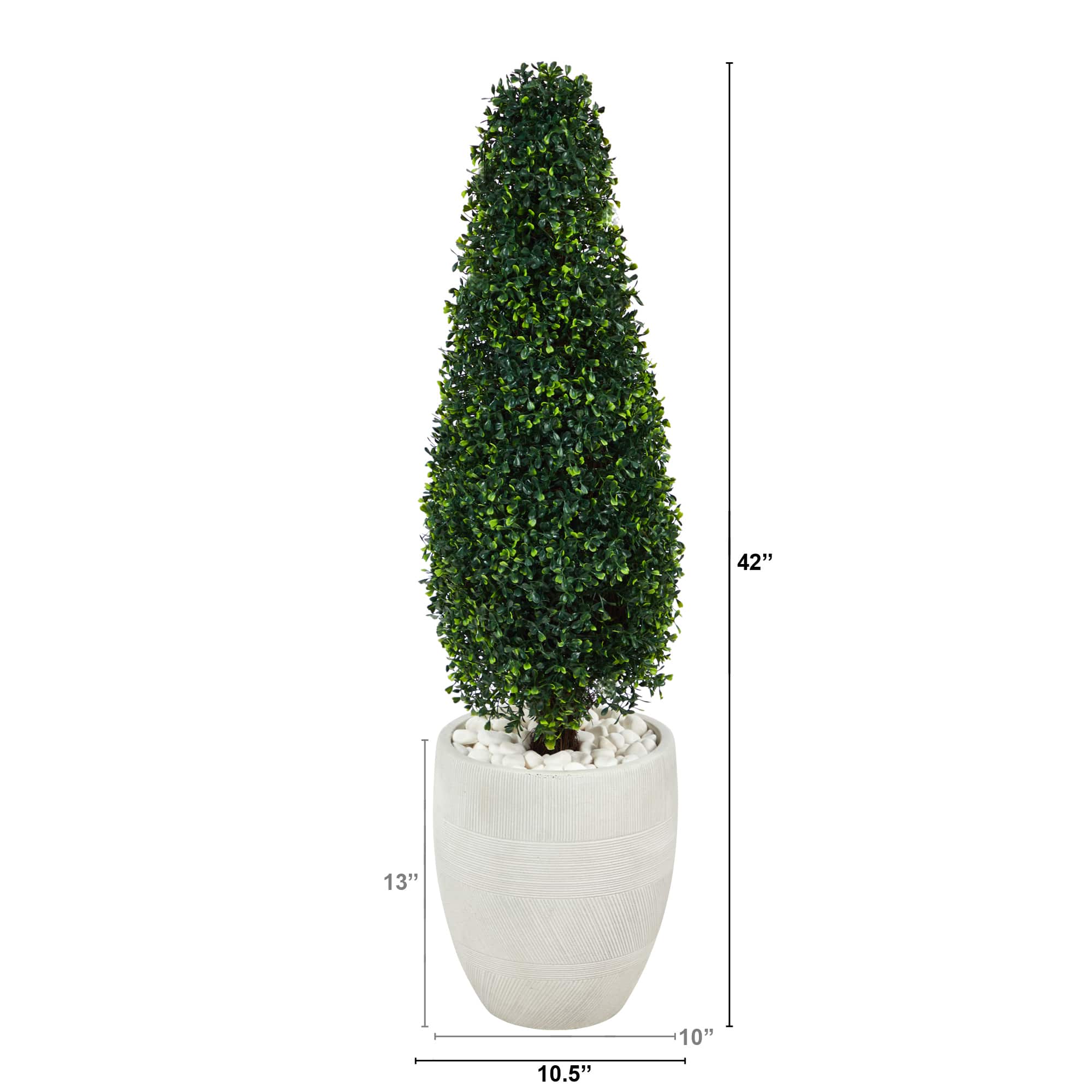 3.5ft. Boxwood Tower Topiary Tree in White Planter