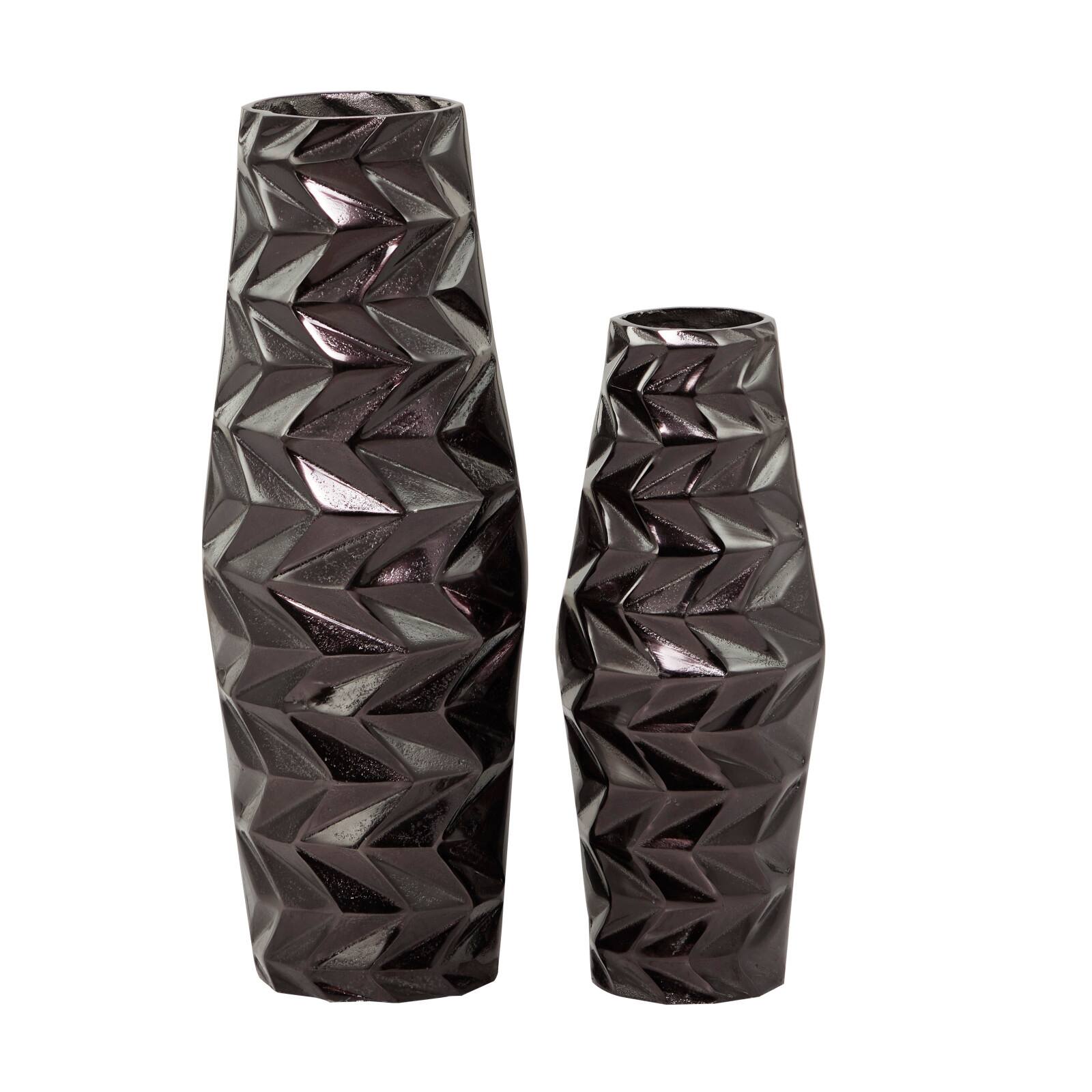 Dark Brown Aluminum Modern Vase, Set of 2" 19", 15"