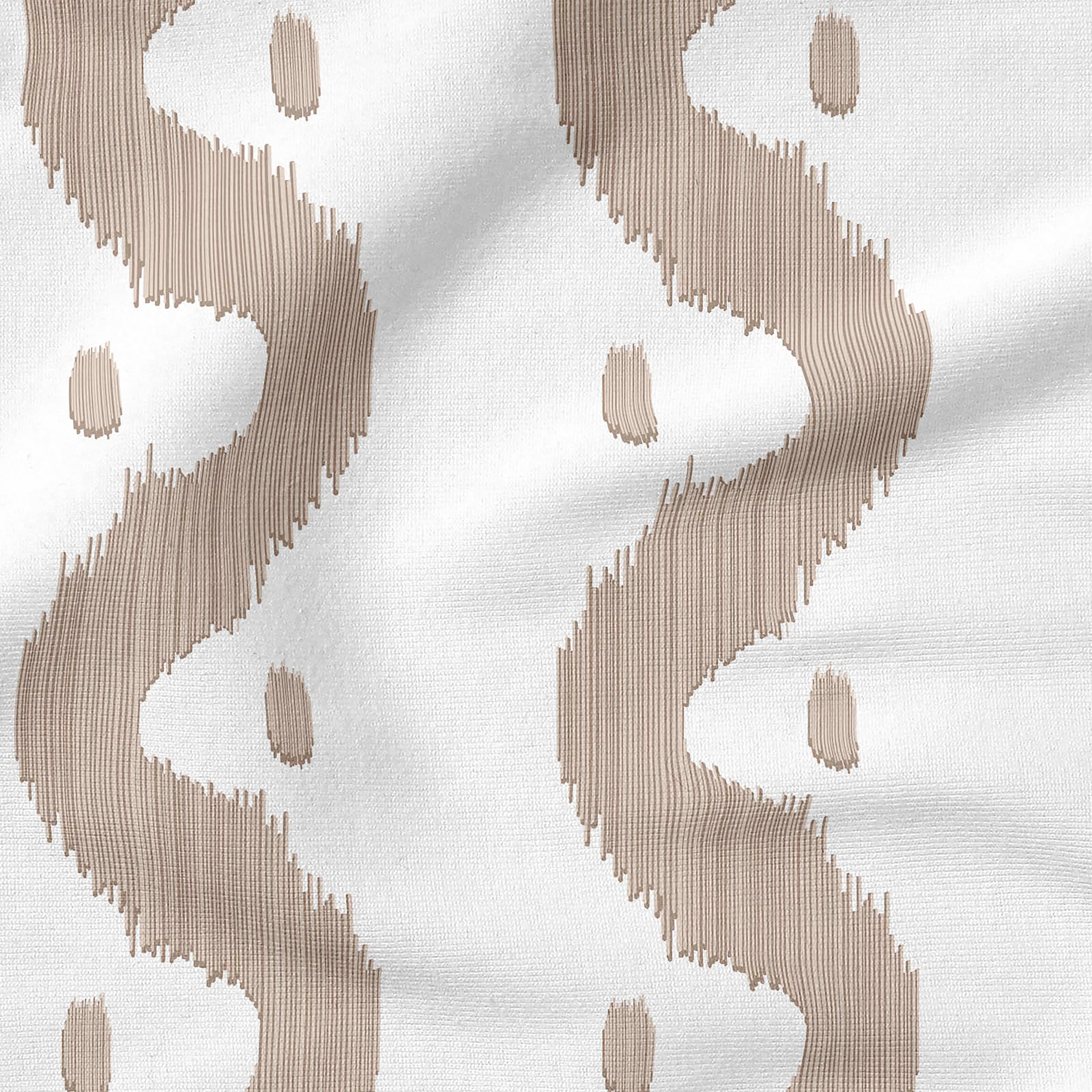 Madcap Cottage Prints Charming Tan Wavy Lines &#x26; Dots Cotton Fabric