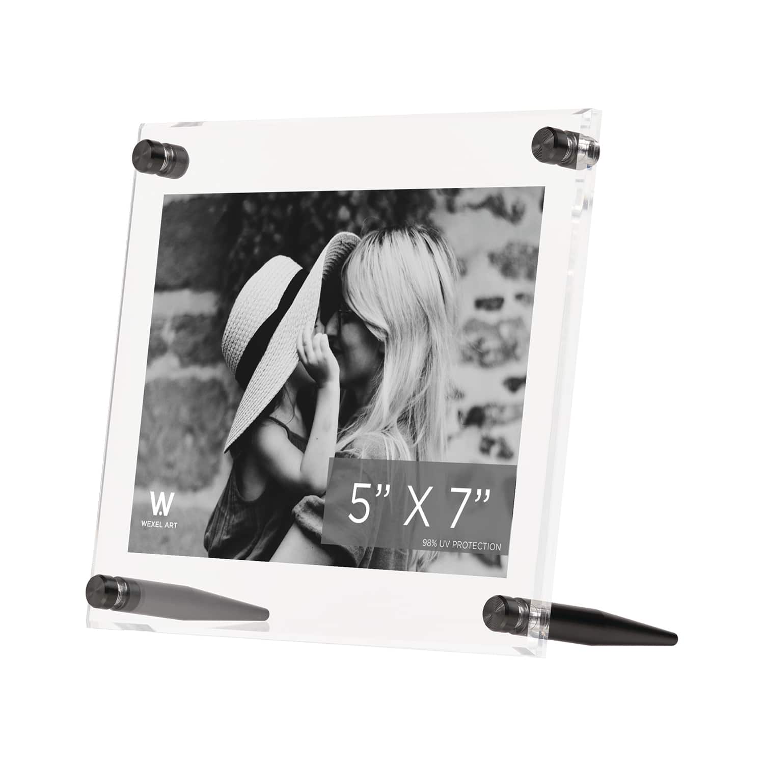 Wexel Art Clear Acrylic Tabletop Floating Picture Frame with Graphite Hardware