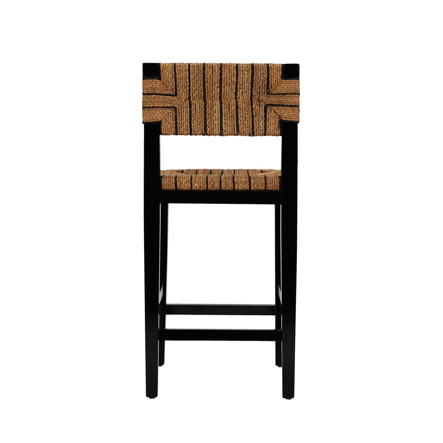 Hello Honey® Willowbrook 3ft. Black Mahogany Solid Wood & Natural Woven Seagrass Rope Stool