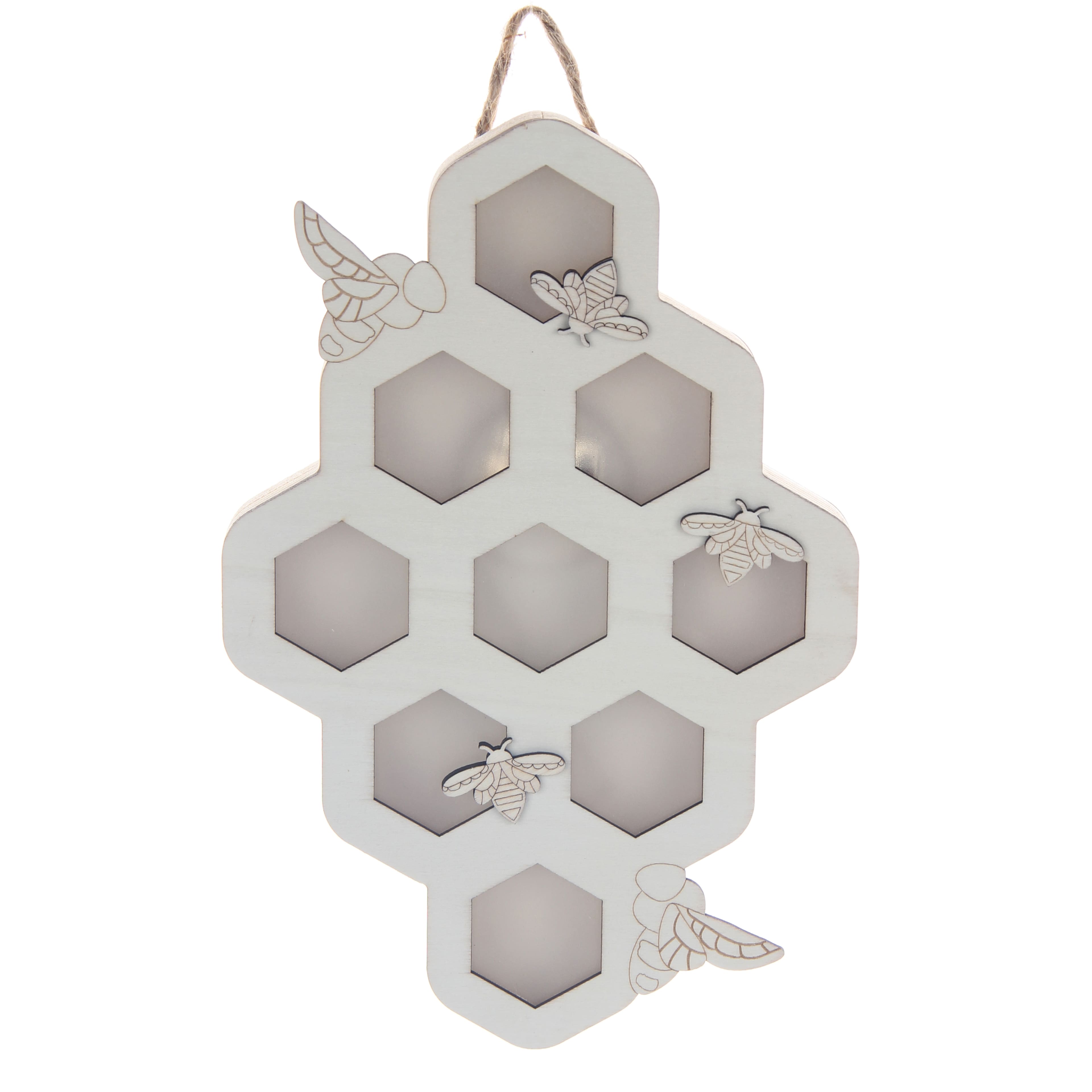 10&#x22; Beehive &#x26; Bees DIY LED Plywood D&#xE9;cor by Make Market&#xAE;