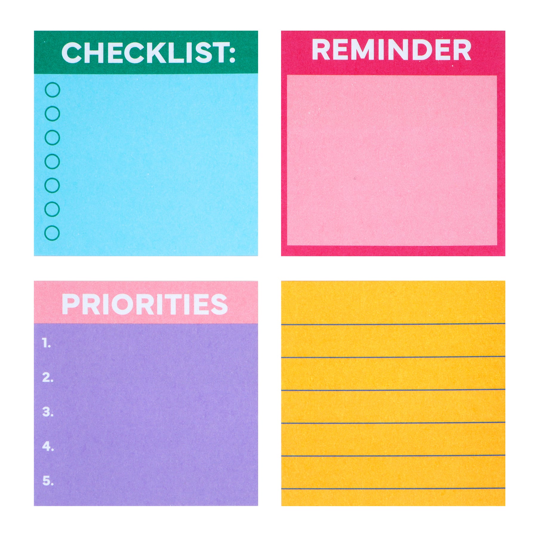 Assorted 2&#x22; x 2&#x22; Sticky Notes, 4pc. by Fab Finds