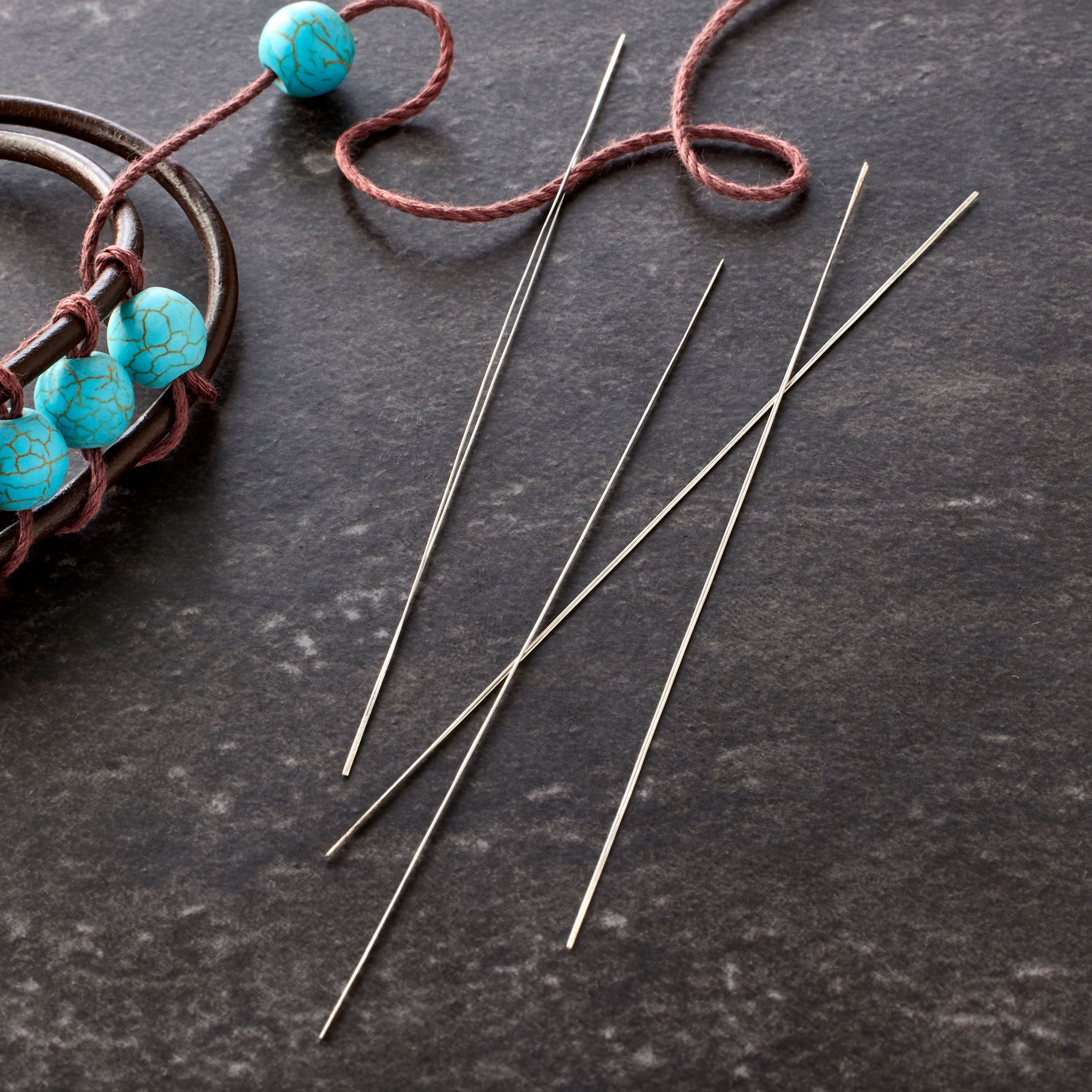24 Pcs Beading Needles for Jewelry Making, 6 Sizes Big Eye Beading Needles Stain