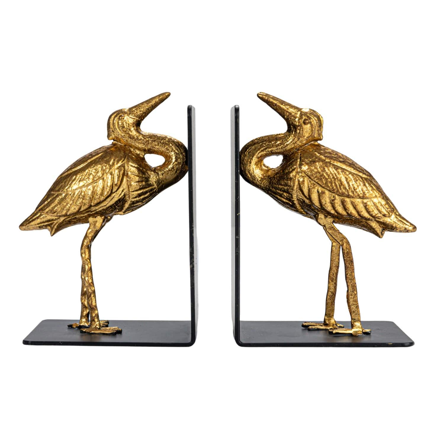 6&#x22; Gold Decorative Cast Iron Bird Bookends Set