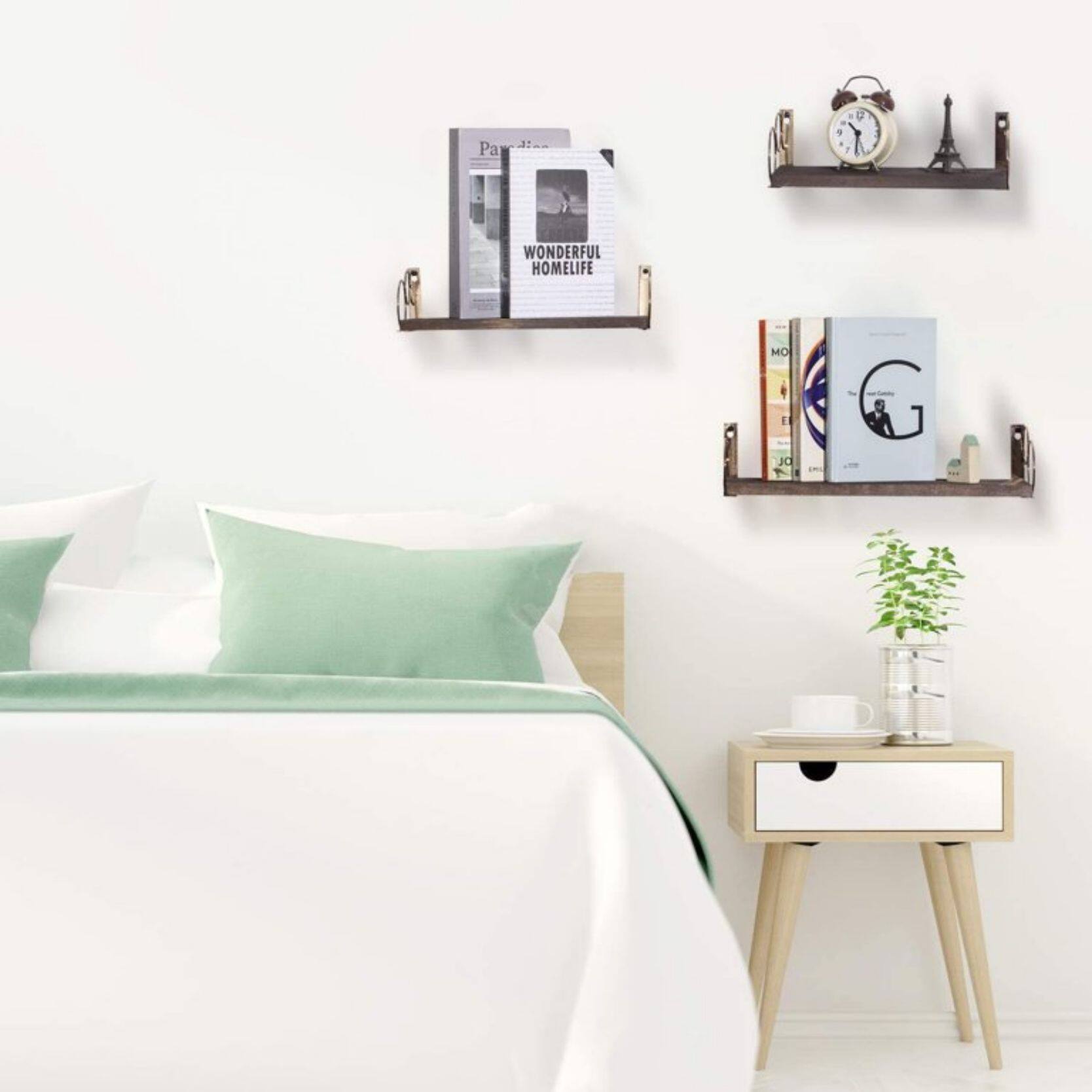 Rustic Wood Floating Shelves Set