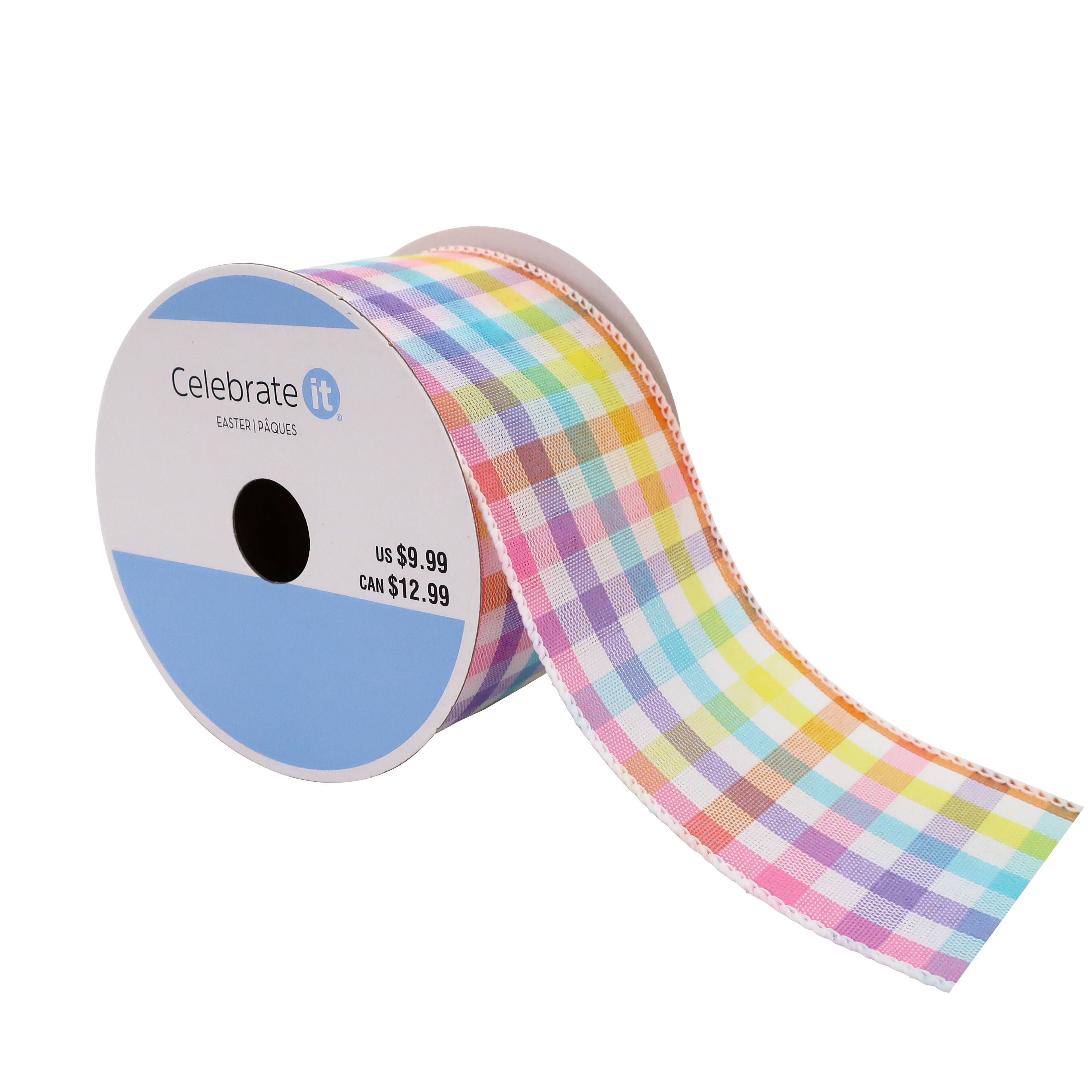 2.5 x 20ft Wired Color Check Ribbon by Celebrate It Easter | Michaels