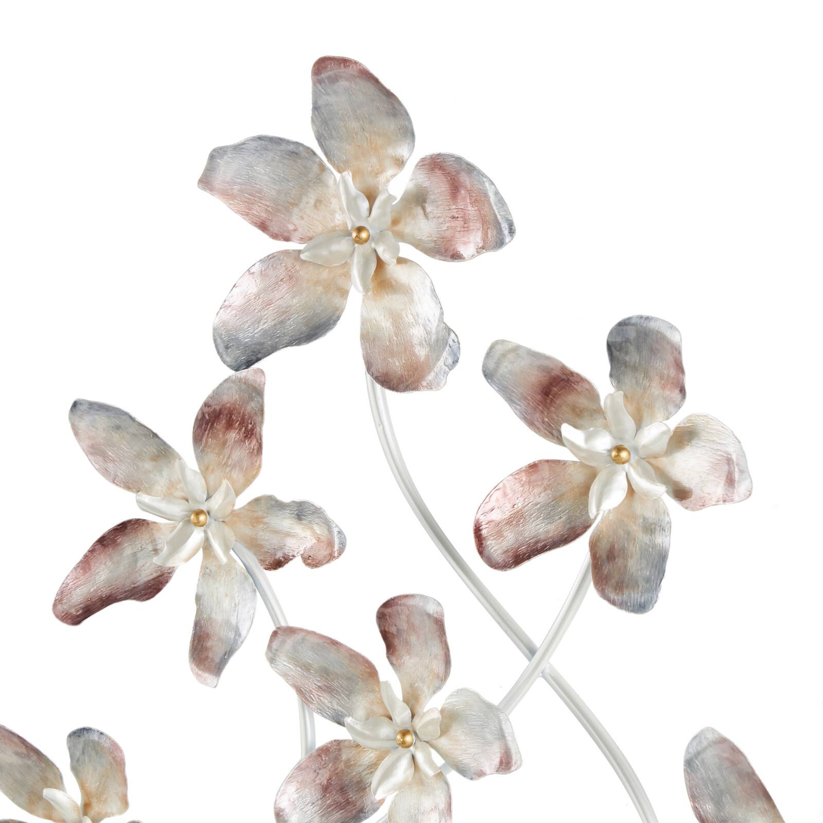 39" x 21" Multicolored Metal Floral Wall Décor with Silver Stems
