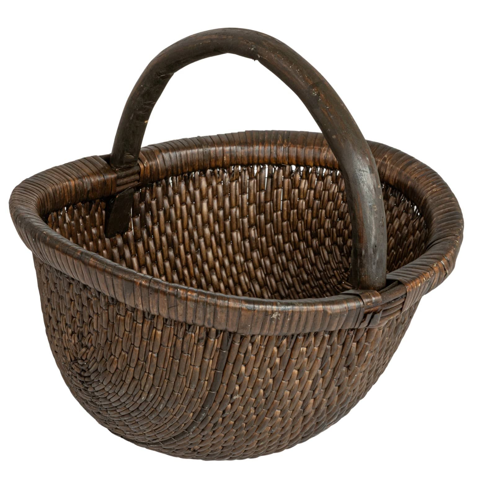 Hello Honey® 14" Brown Antique Finish Hand-Woven Wicker Basket