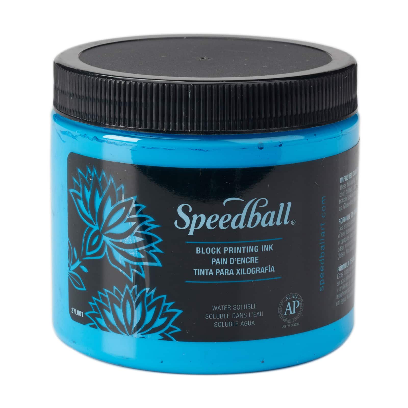 Speedball Block Printing Ink, WaterBased, Pint Jar, Fluorescent Blue