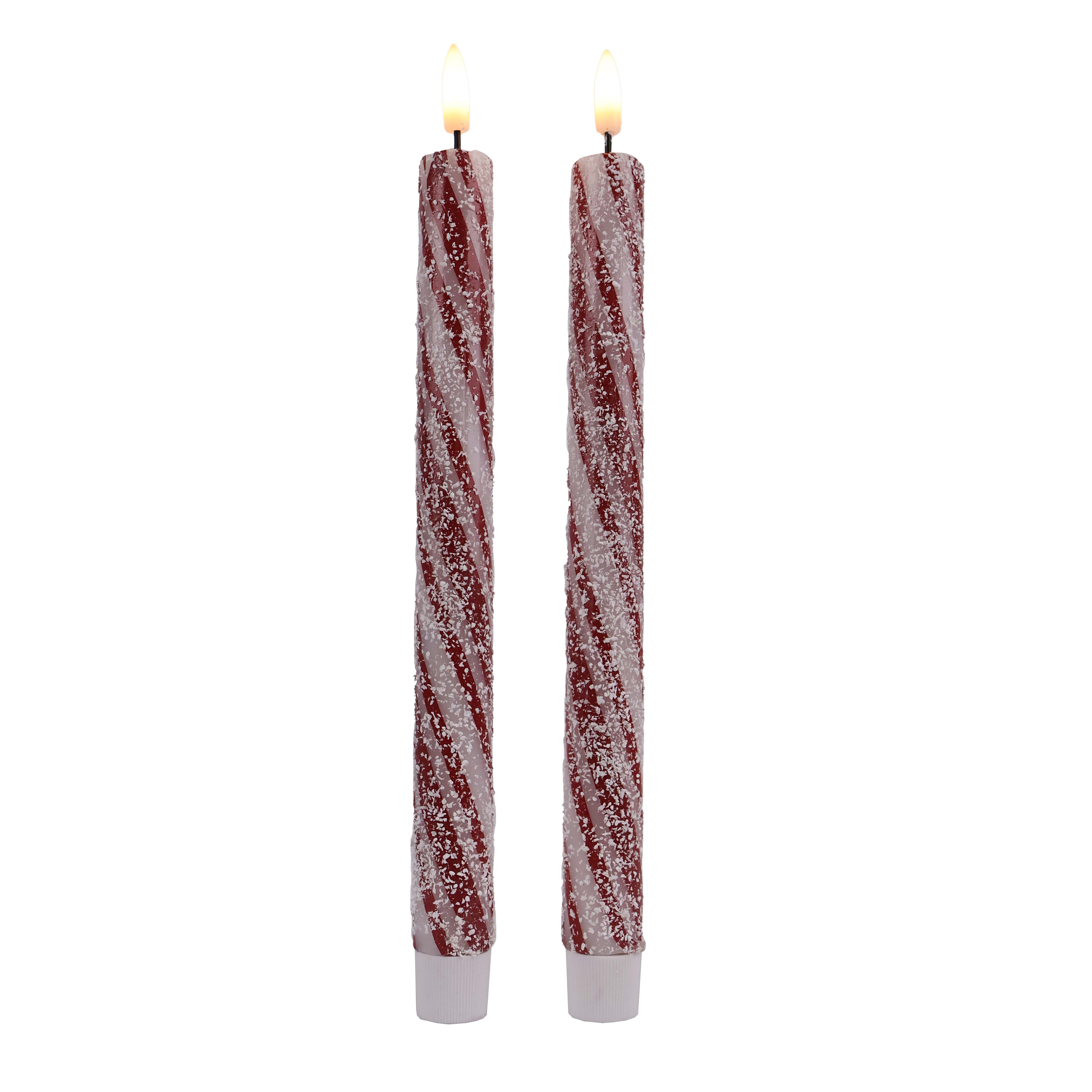 10.5&#x22; Red Candy Striped LED Wax Taper Candles, 2ct. by Ashland&#xAE;