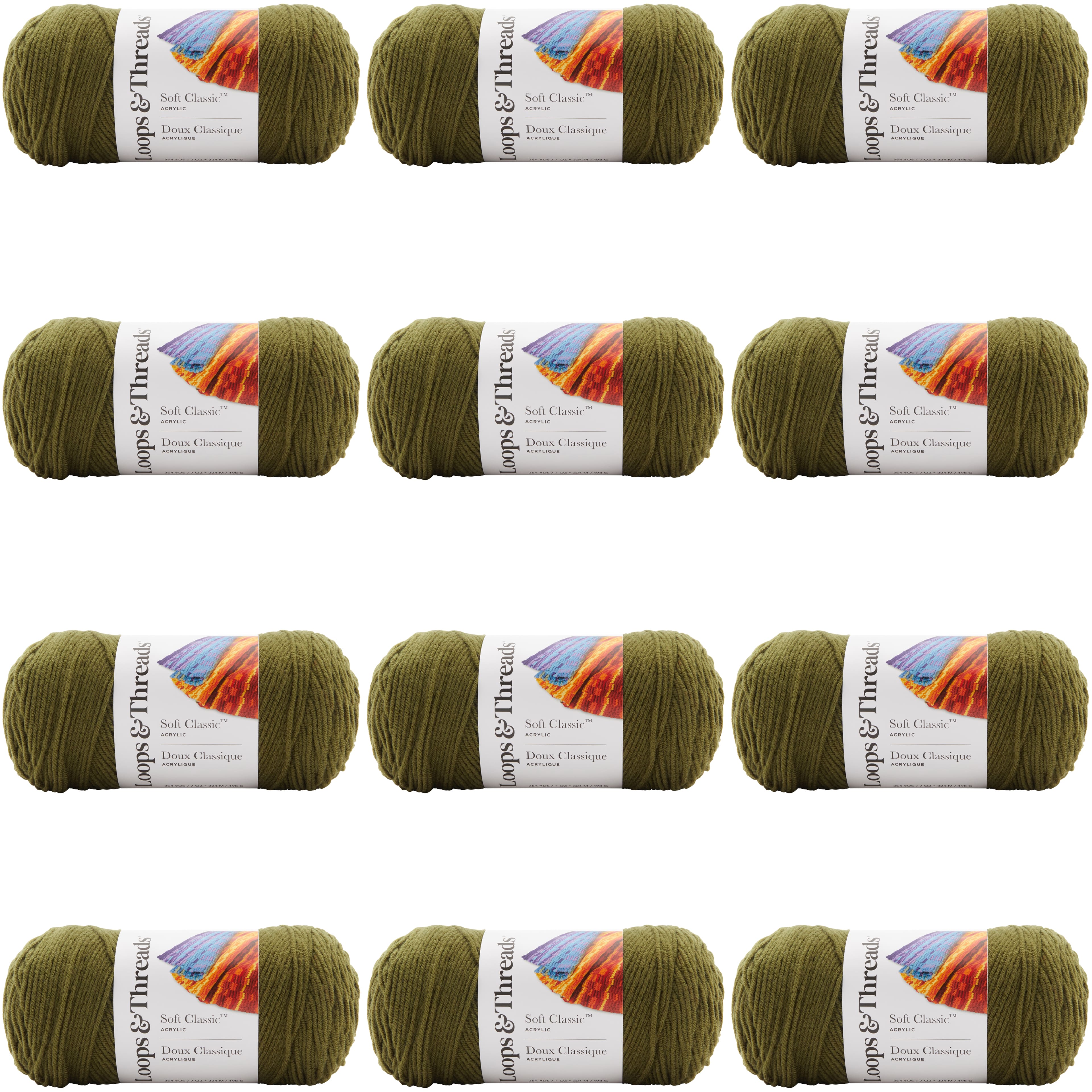 12 Pack: Soft Classic&#x2122; Solid Yarn by Loops &#x26; Threads&#xAE;