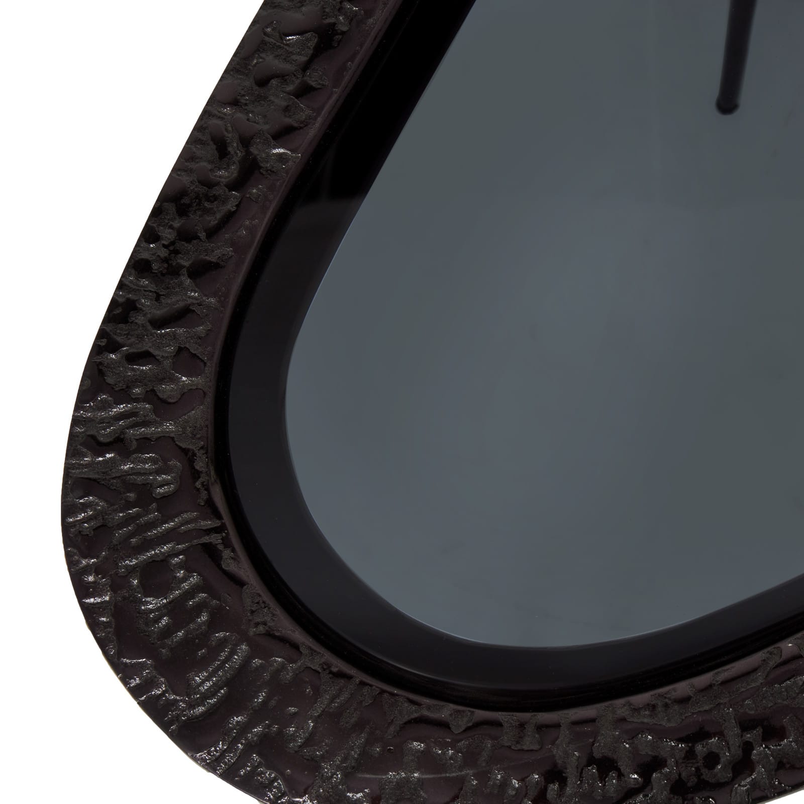 Black Aluminum Abstract Oval Shaped Accent Table with Shaded Glass Top