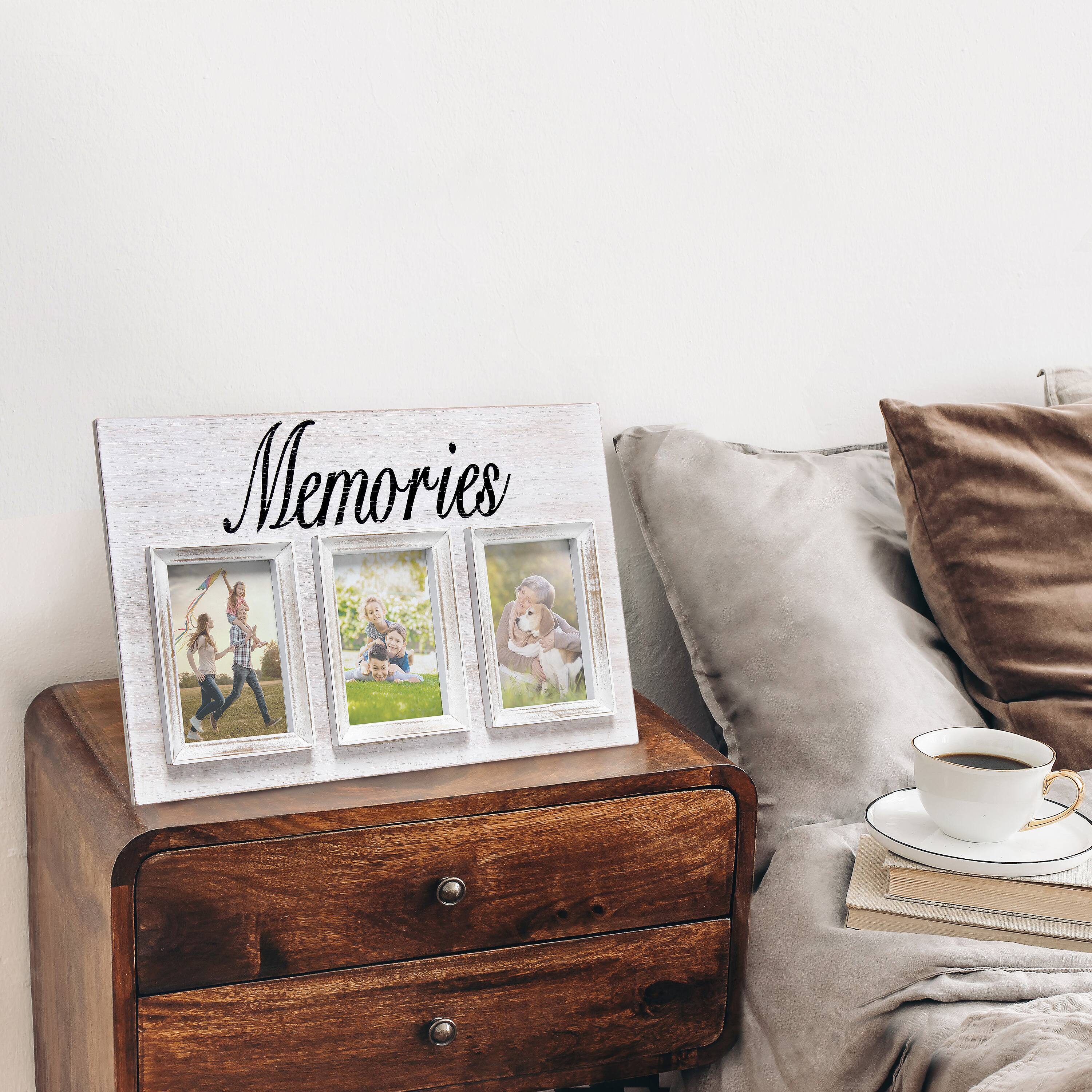 Elegant Designs Whitewash Memories 3 Photo Collage 4" x 6" Picture Frame