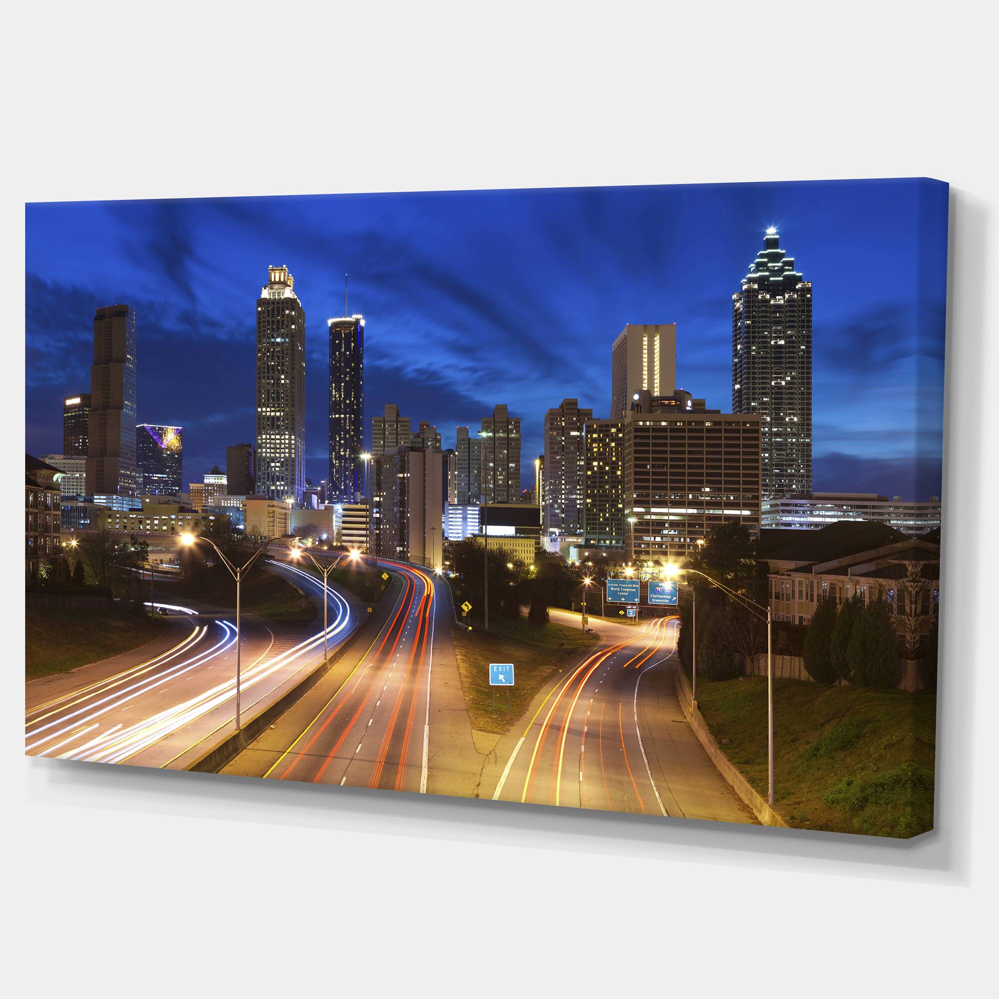 Designart - Atlanta Skyline Twilight Blue Hour - Cityscape Canvas Print