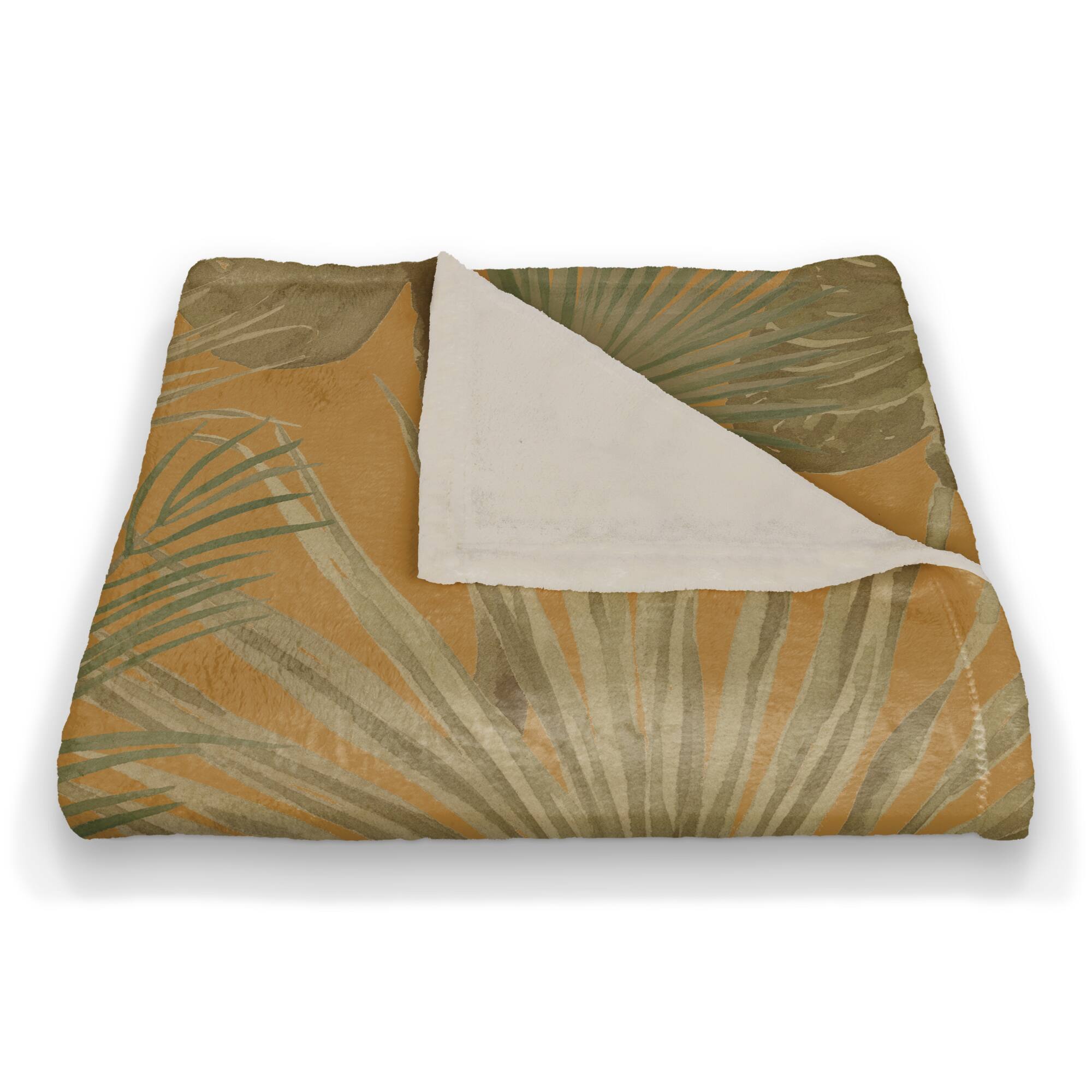Tropical Palm Coral Fleece Blanket