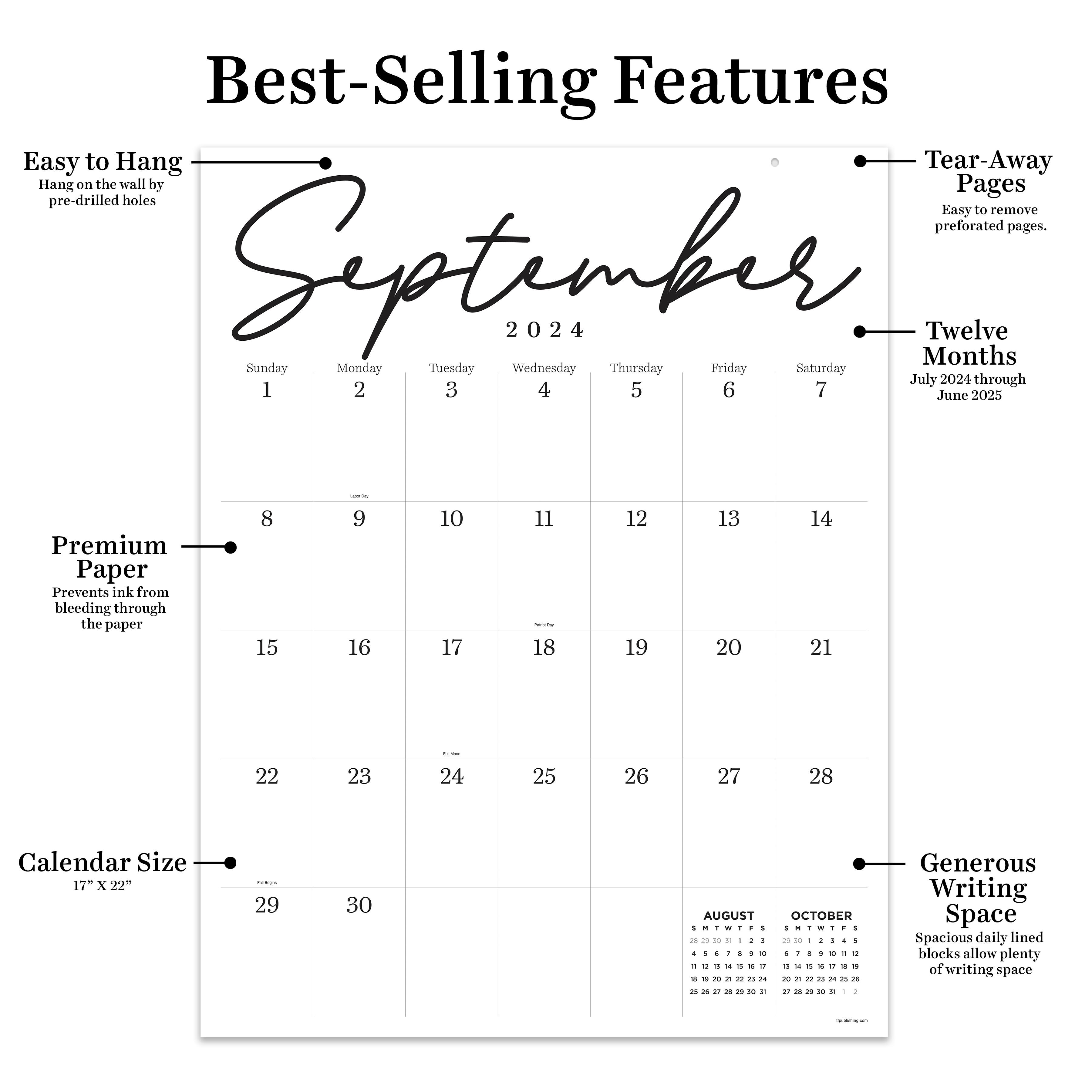 TF Publishing 2024-2025 Large Art Poster Wall Calendar