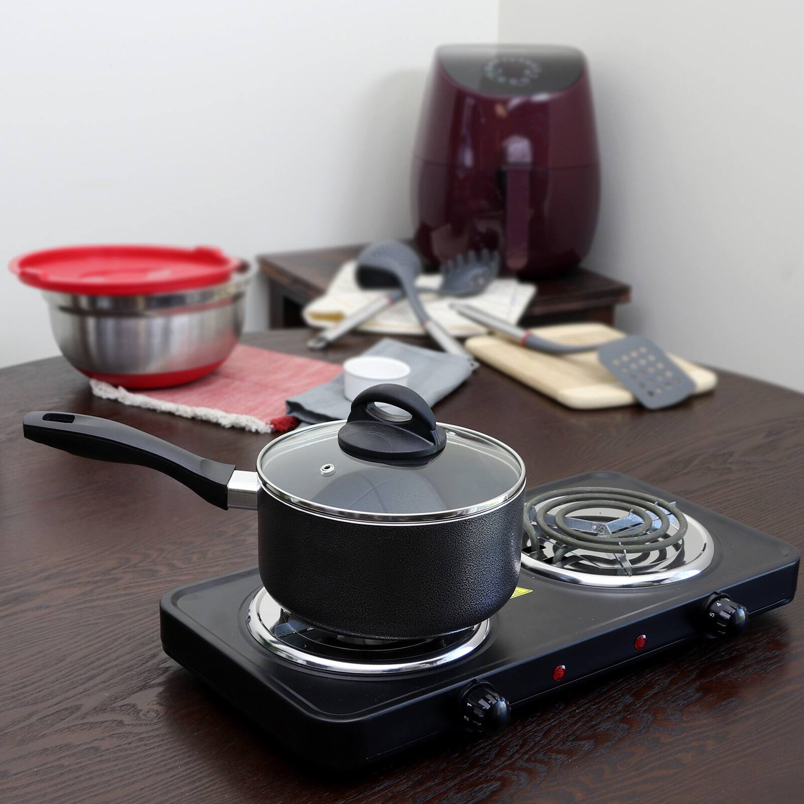 Oster Clairborne 2.5qt. Charcoal Gray Aluminum Sauce Pan with Lid