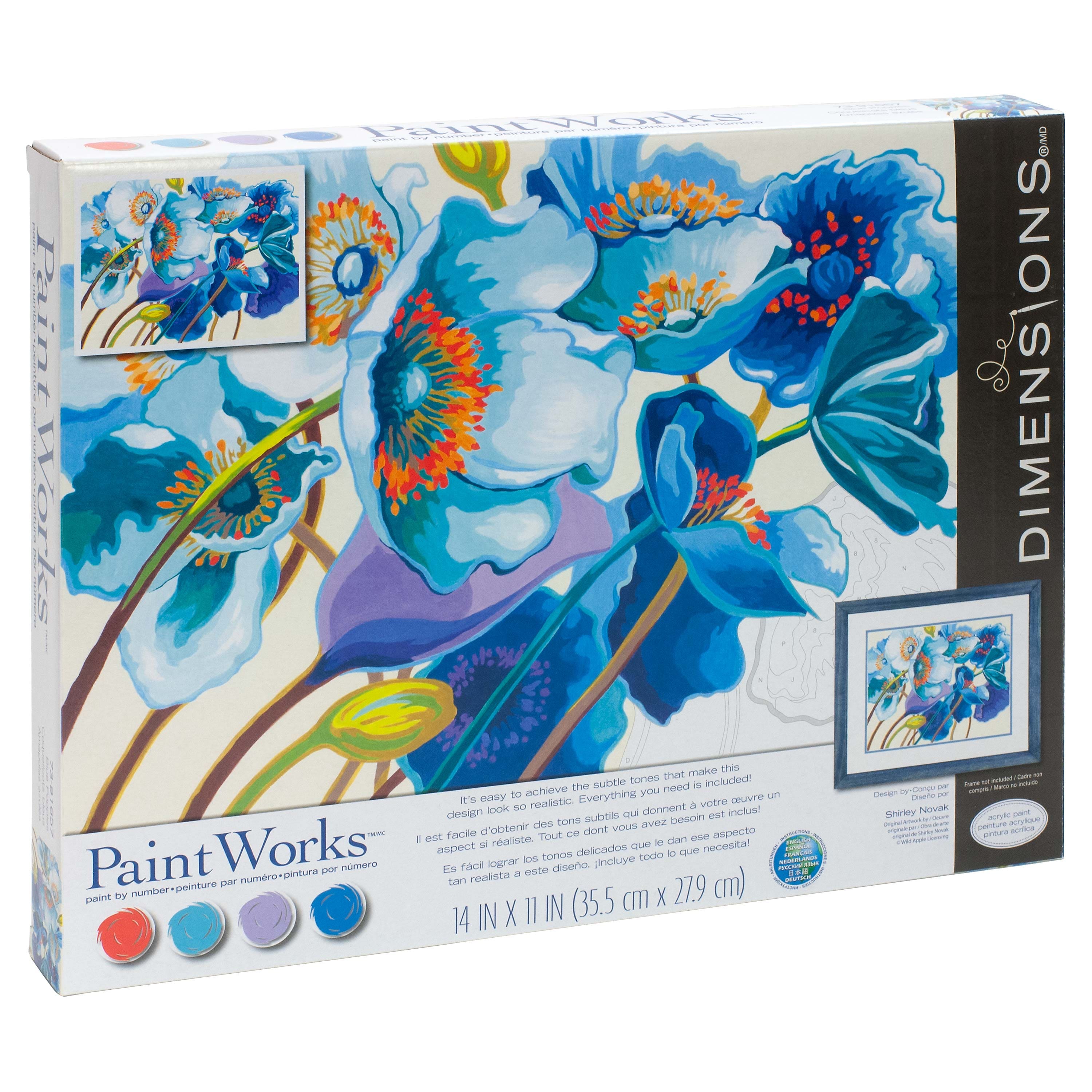 Dimensions® PaintWorks™ Blue Poppies Paint-by-Number Kit