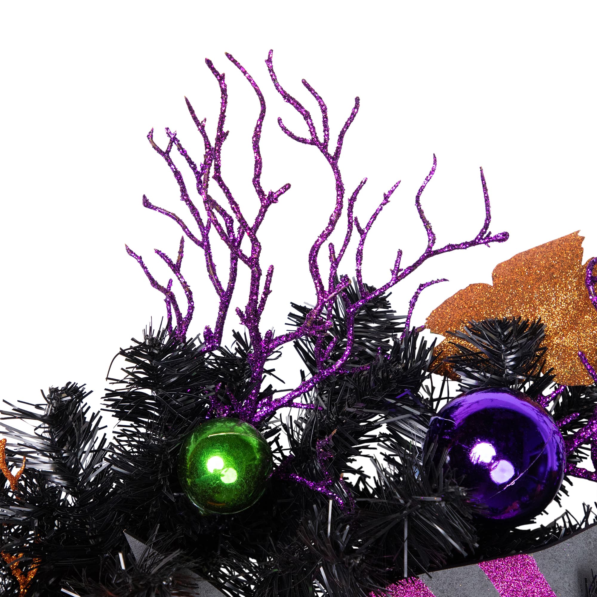 24'' Unlit Jack-O-Lantern in Witches Hat Halloween Pine Wreath