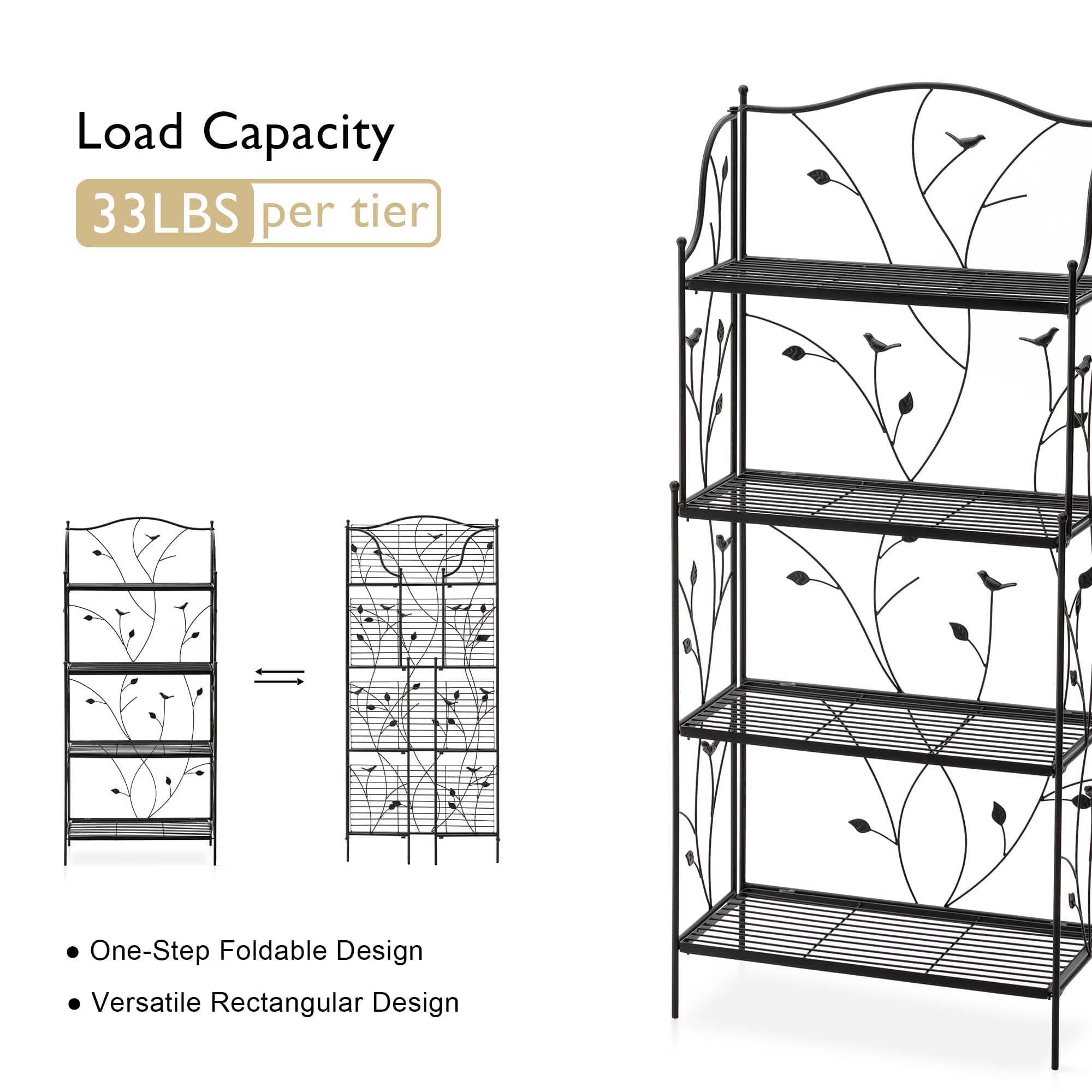 Glitzhome&#xAE; 4ft. Metal 4-Tiered Rectangular Shelf Stand