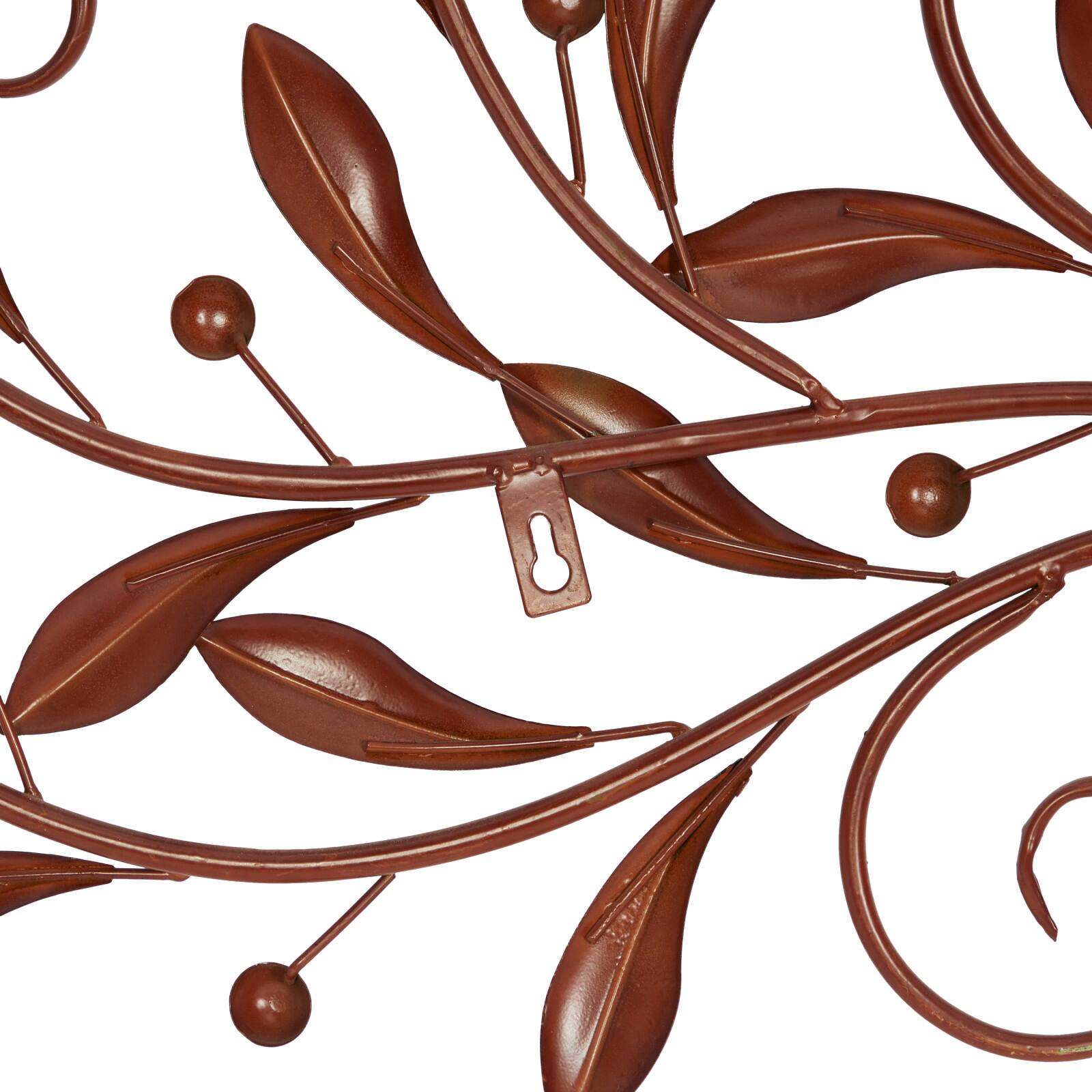 Brown Traditional Scroll &#x26; Leaf Metal Wall Accent