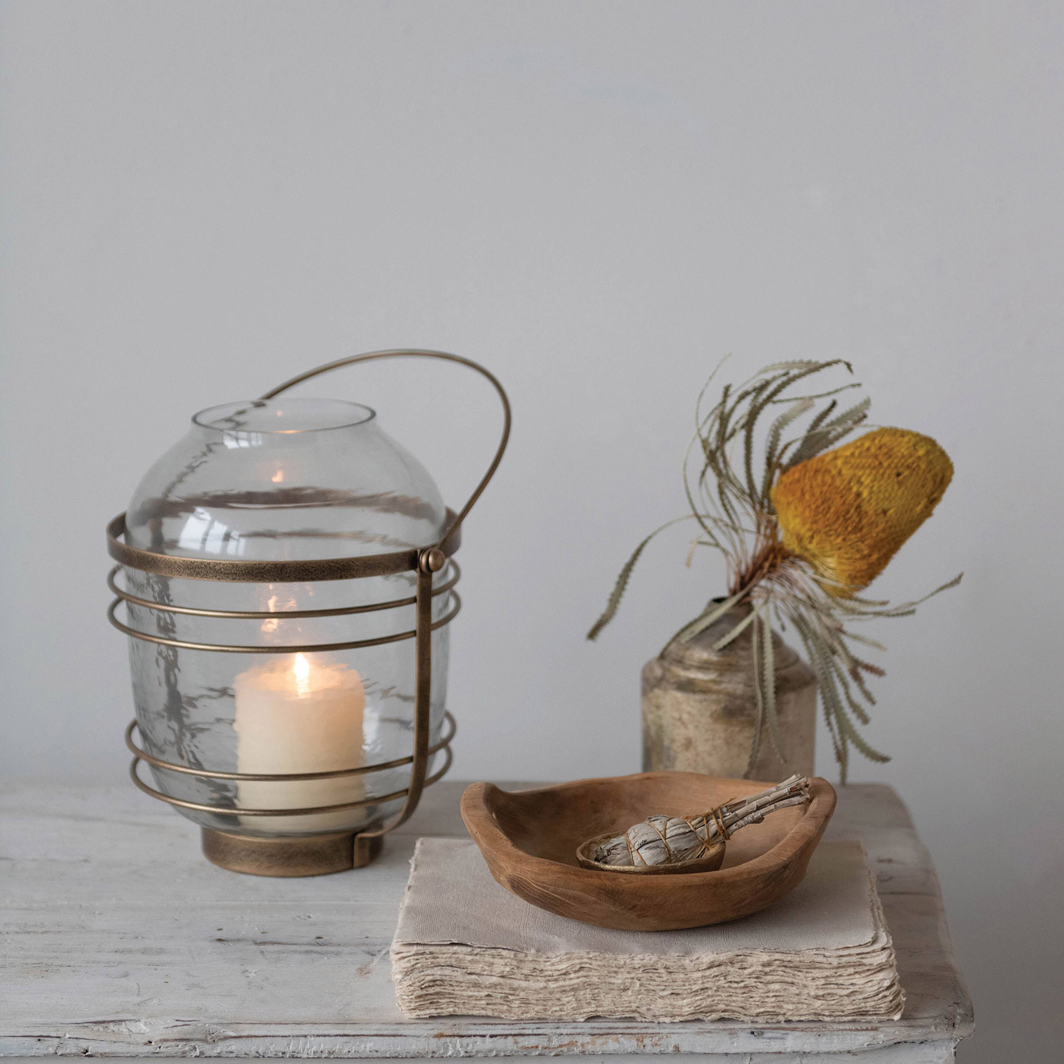 Teak Wood Bowls with Handles Set