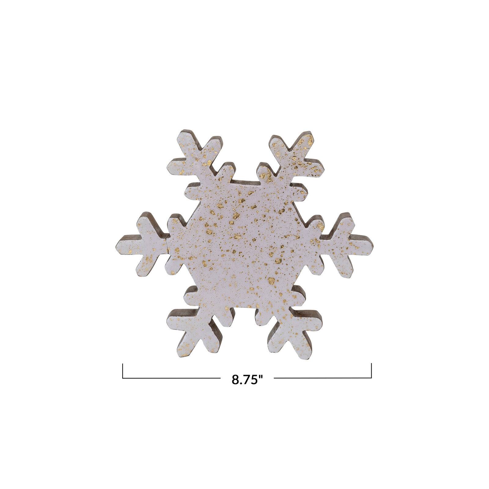 Hello Honey® 8.7" Cream & Gold Mango Wood Snowflake