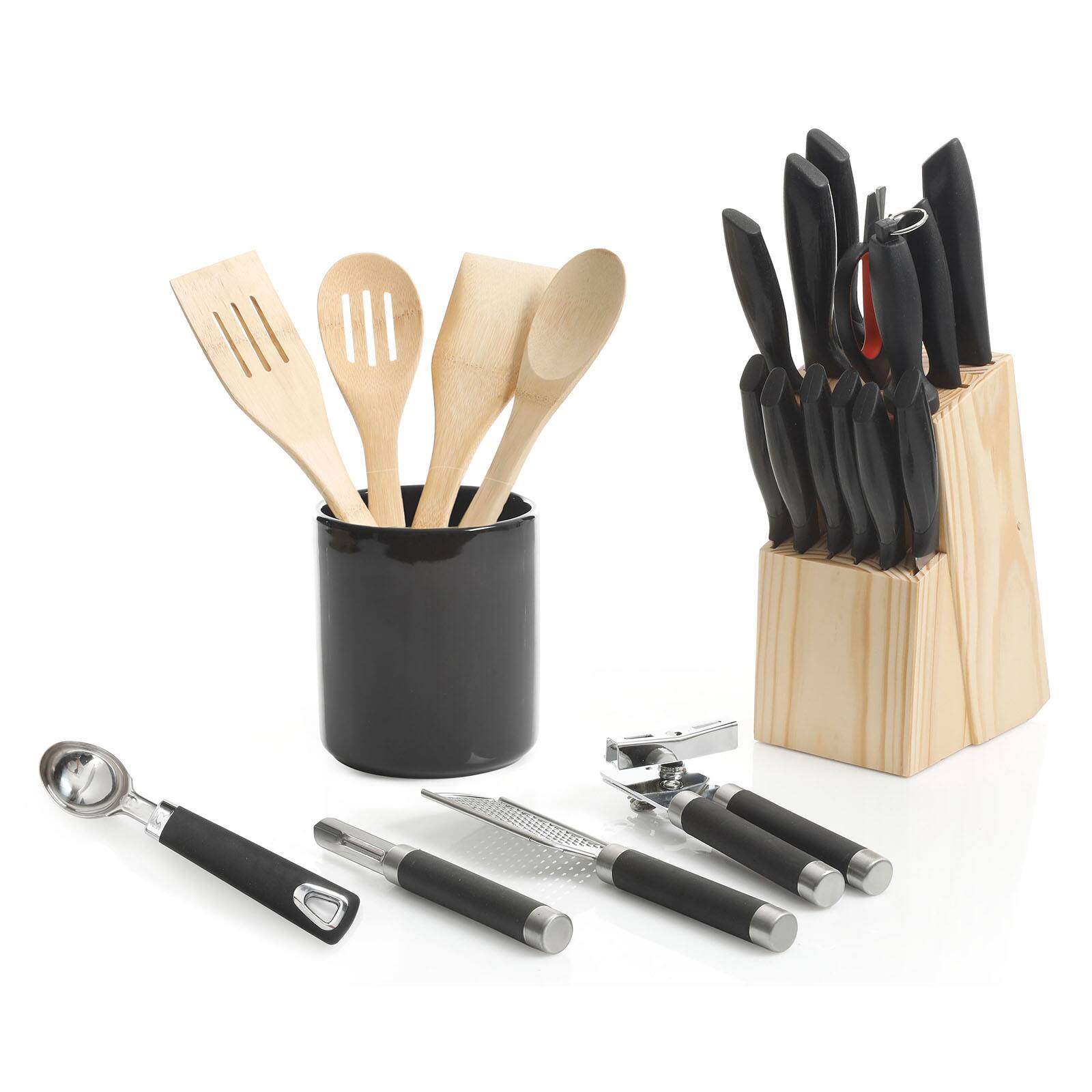 Gibson Home&#xAE; Westminster 23-Piece Black Carbon Stainless Steel Cutlery Set with Kitchen Tools