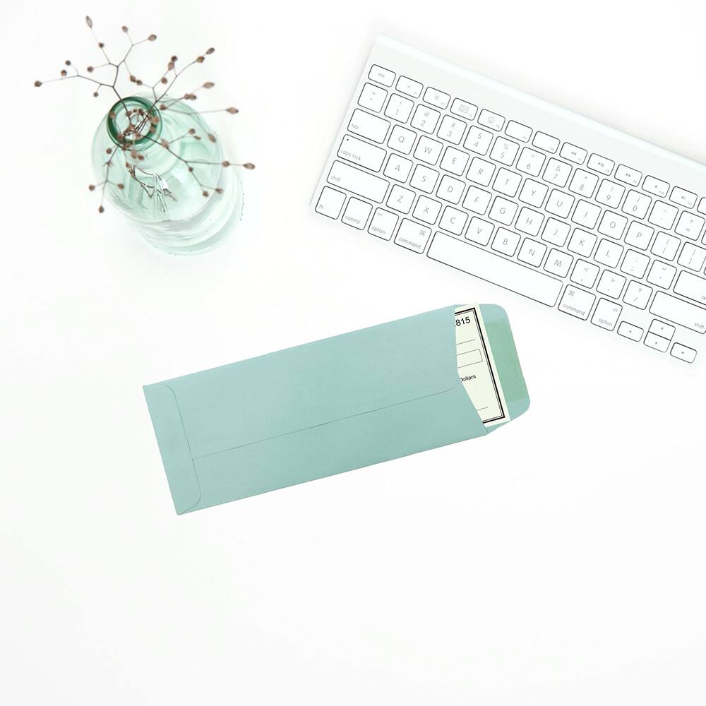 JAM Paper 4" x 10" Aqua Blue Policy Business Envelopes