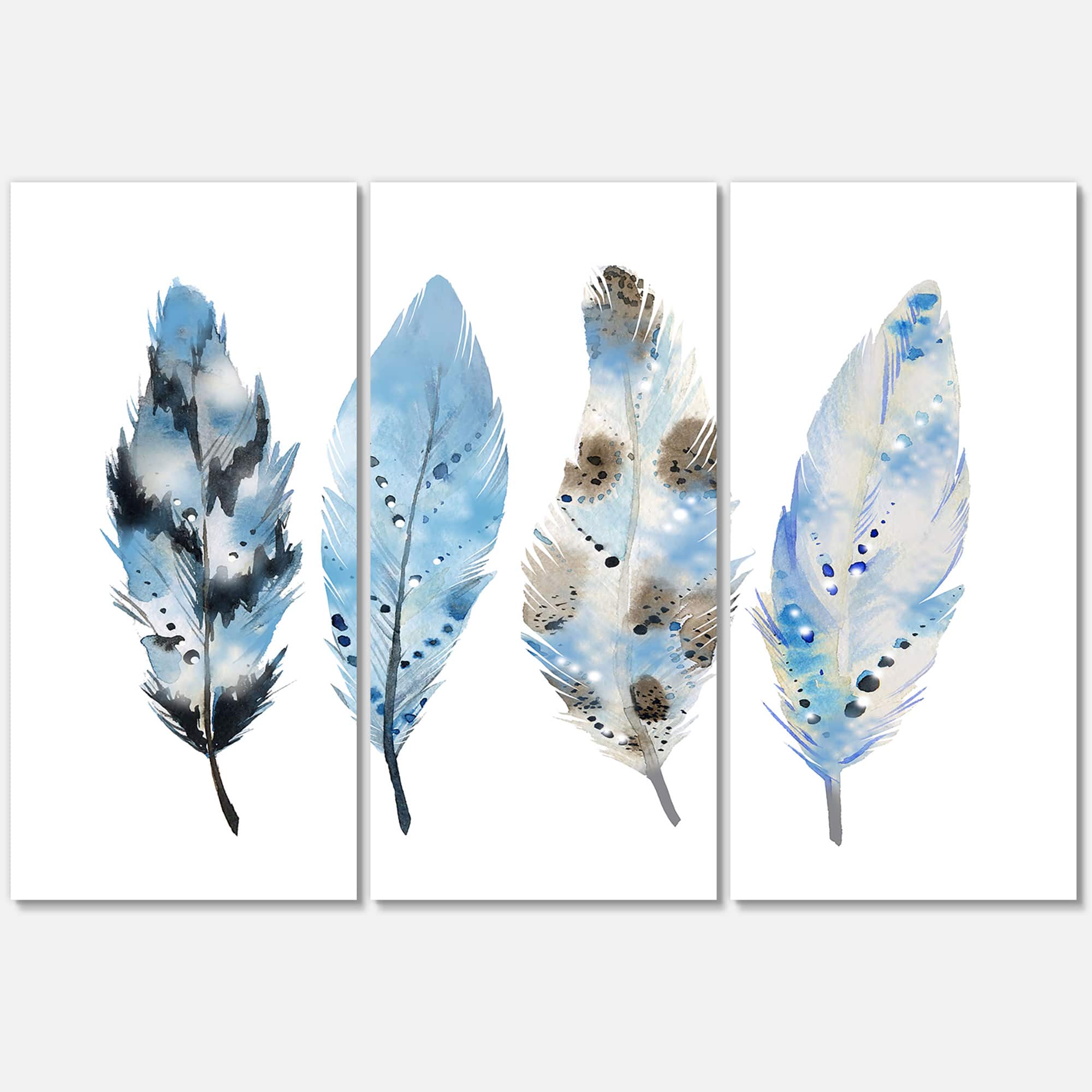 Designart - Blue Boho Feathers I