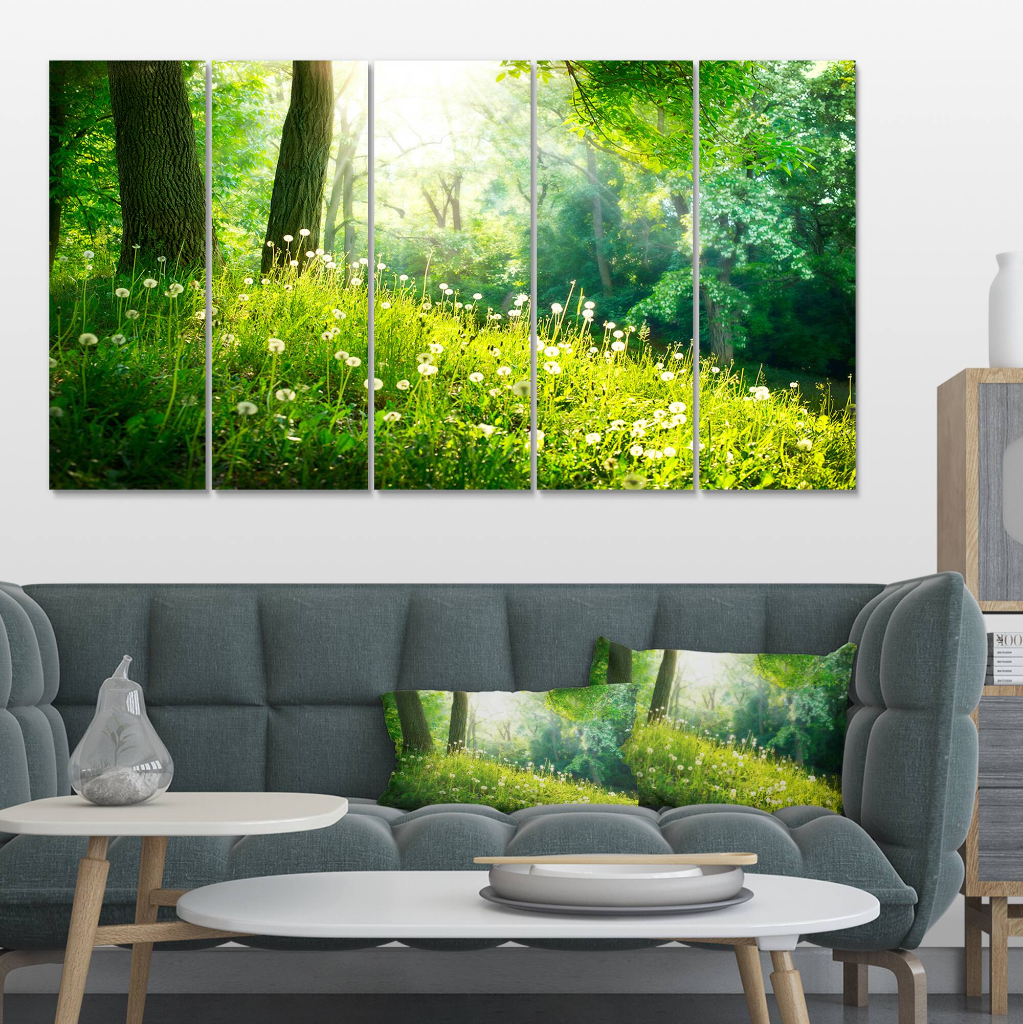 Designart - Beautiful Green Grass and Trees - Large Landscape Canvas Art Print