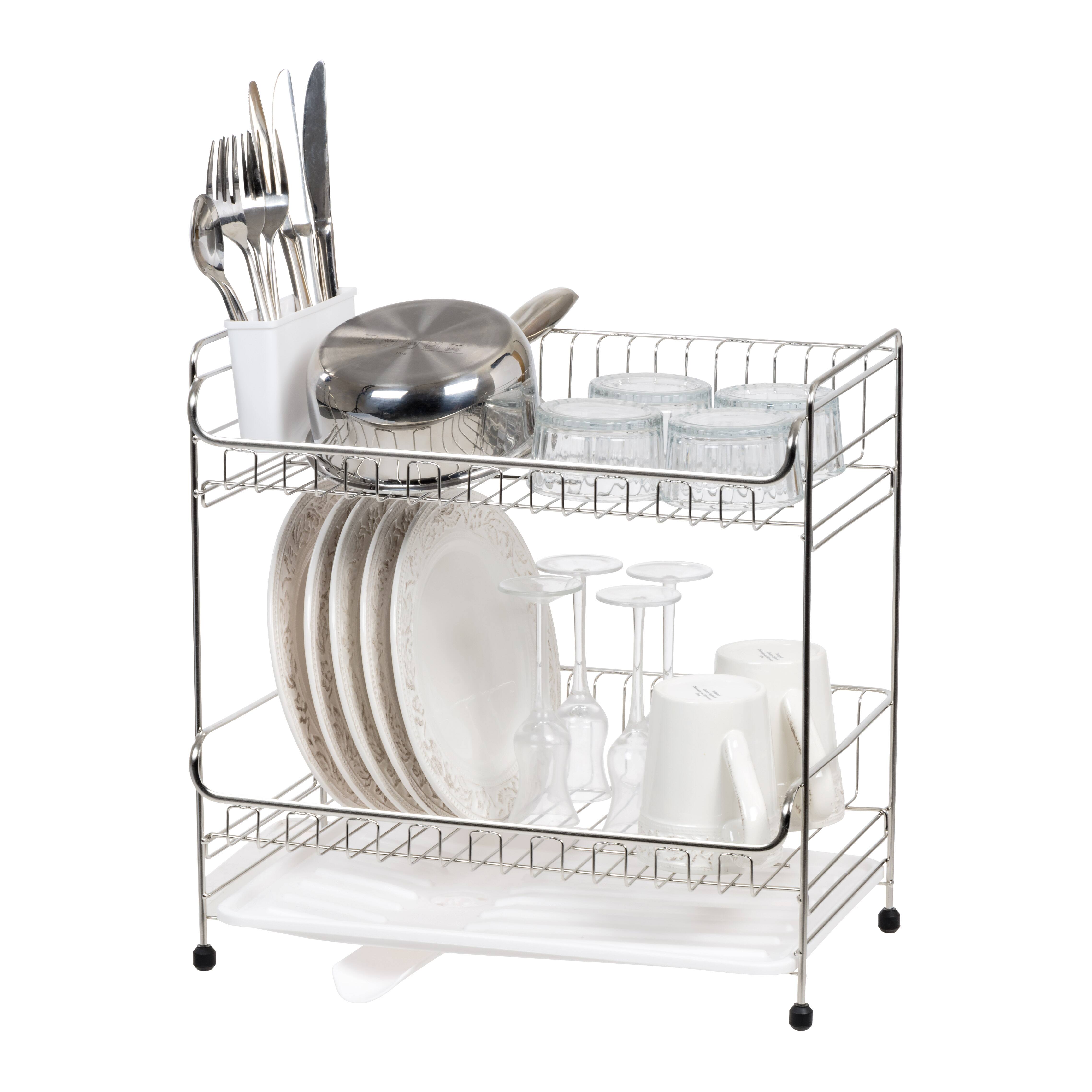 IRIS&#xAE; 15.75&#x22; Stainless Steel 2-Tier Dish Rack