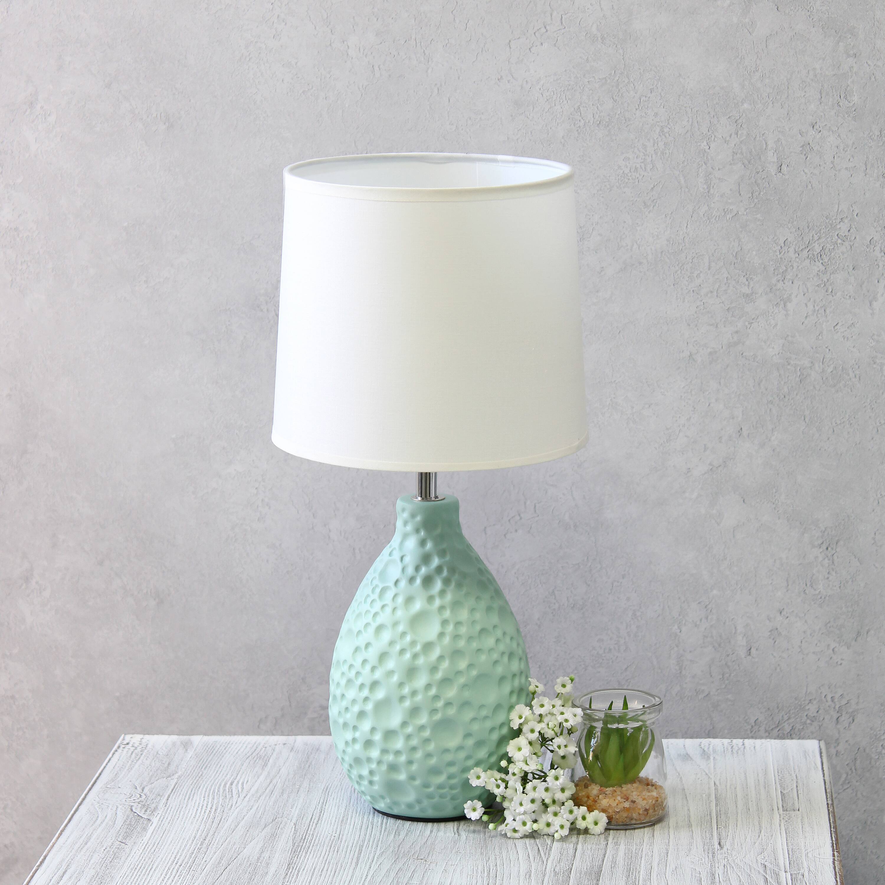 Simple Designs Textured Stucco Ceramic Oval Table Lamp