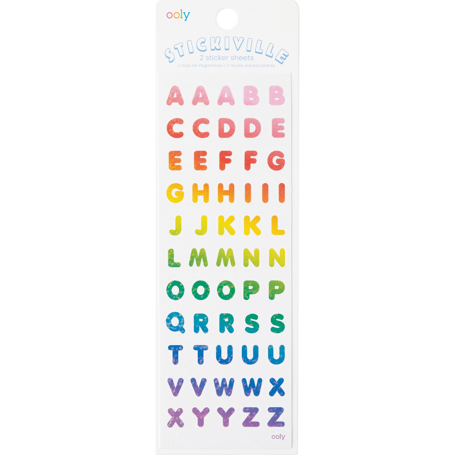 Colorful glitter letters alphabet sticker sheet