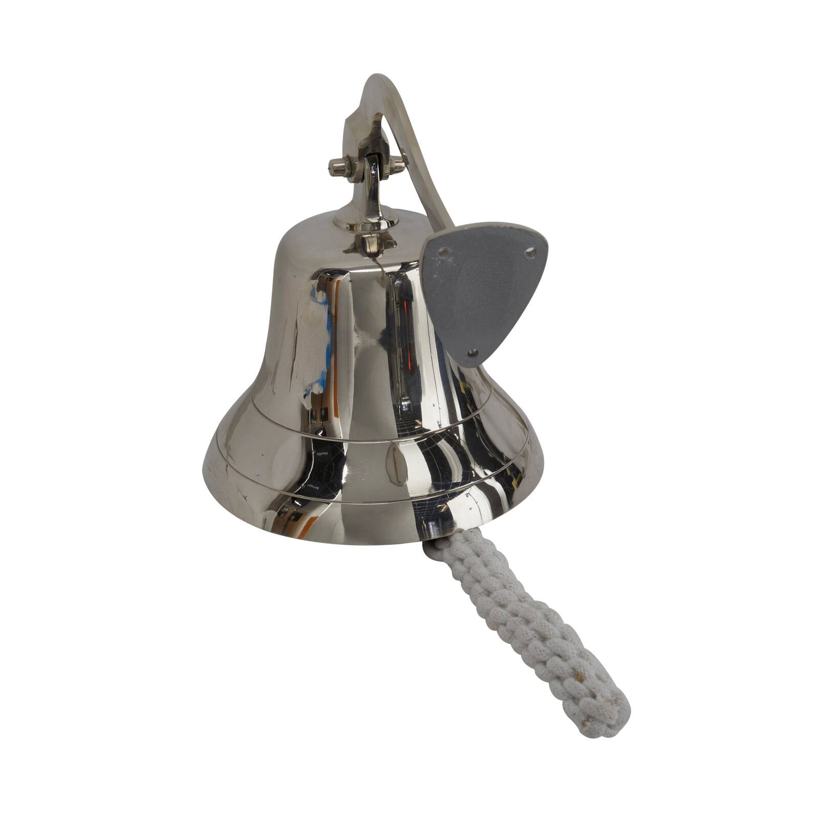 7.5&#x22; Silver Nautical Bell Wall Accent with Rope Pull